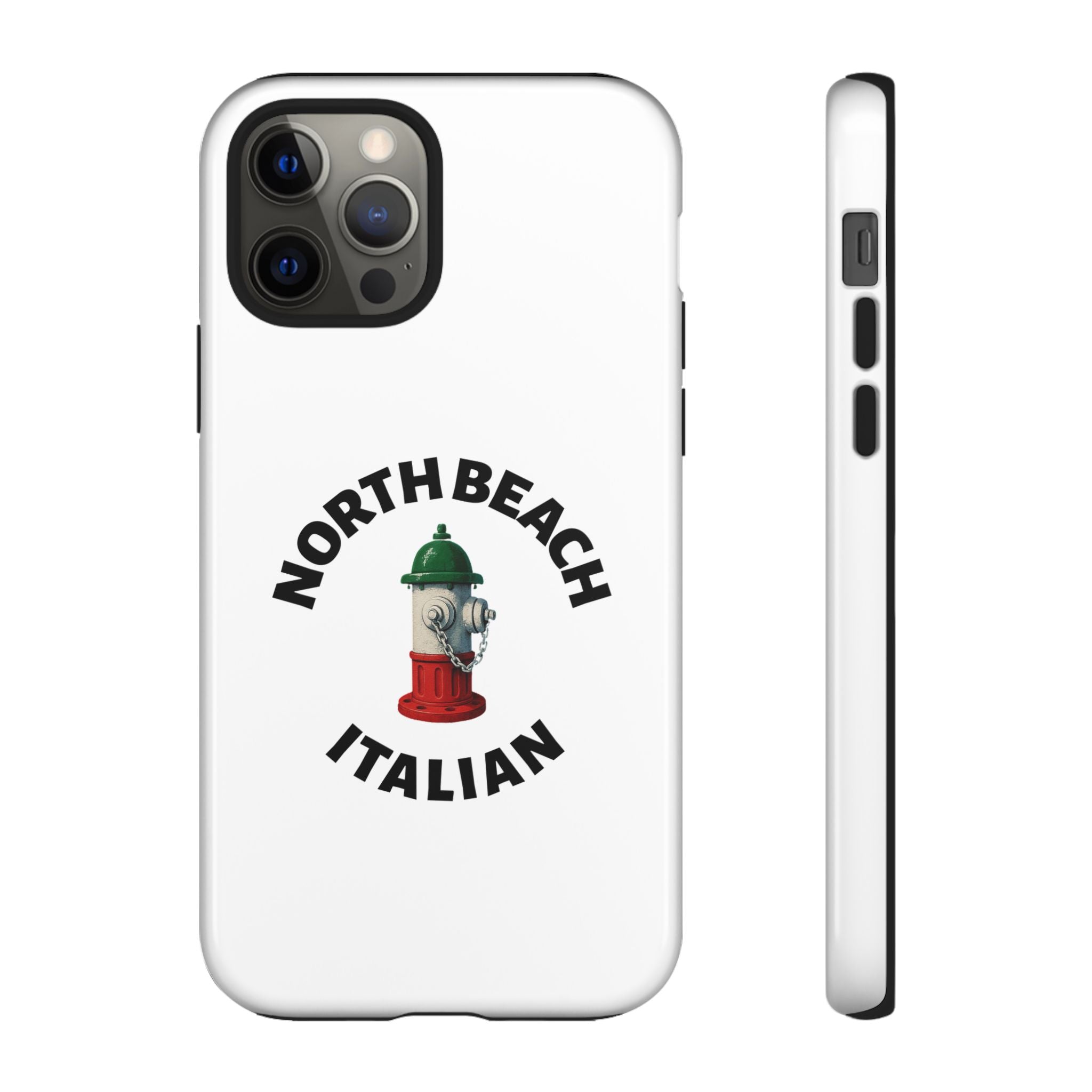 North Beach Italian White Phone Case, Urban Style Phone Cover, Tough Smartphone Case, Gift for Italian Heritage, Fun Streetwear Accessories