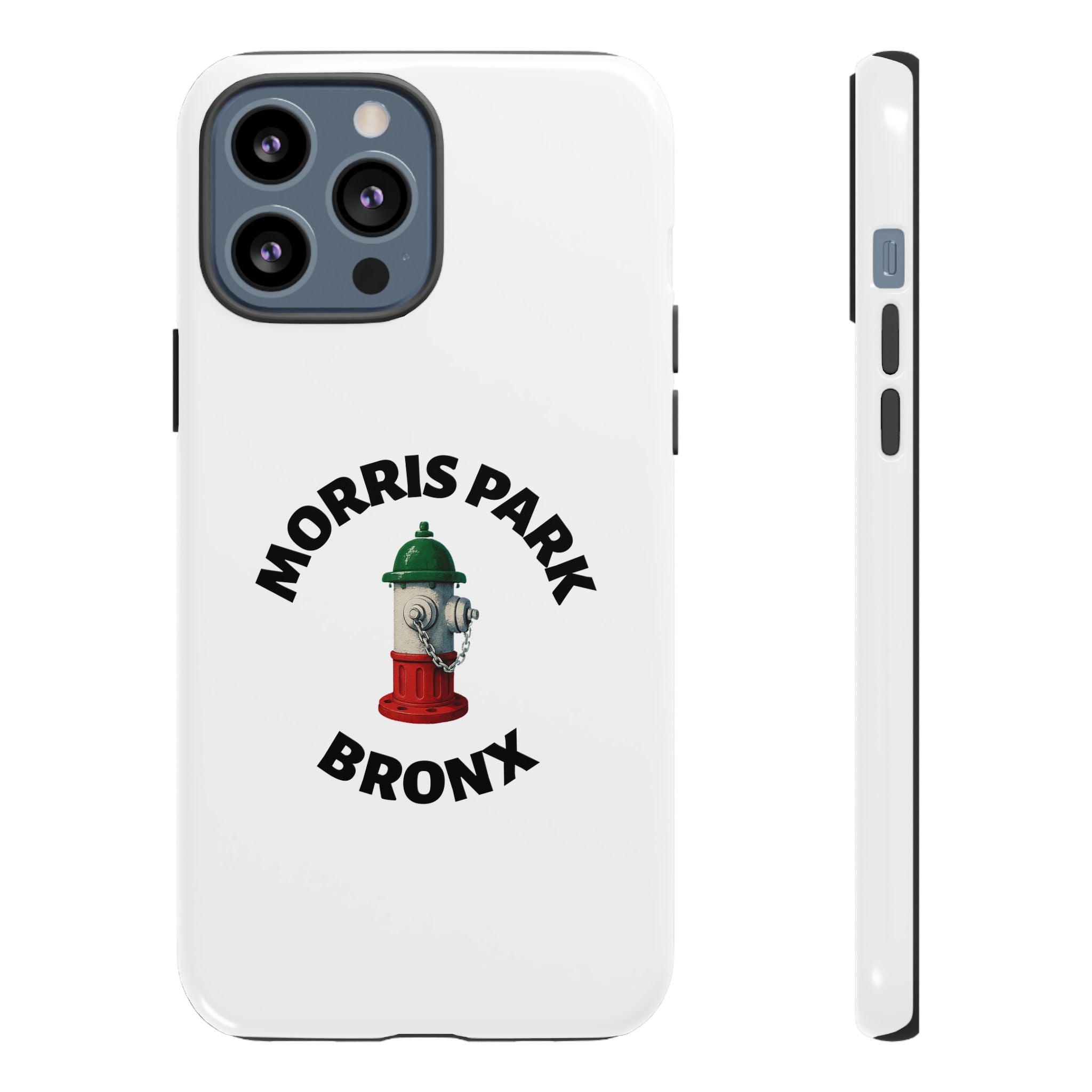 Morris Park Bronx White Phone Case, Urban Style Phone Cover, Tough Smartphone Case, Gift for Italian Heritage, Fun Streetwear Accessories