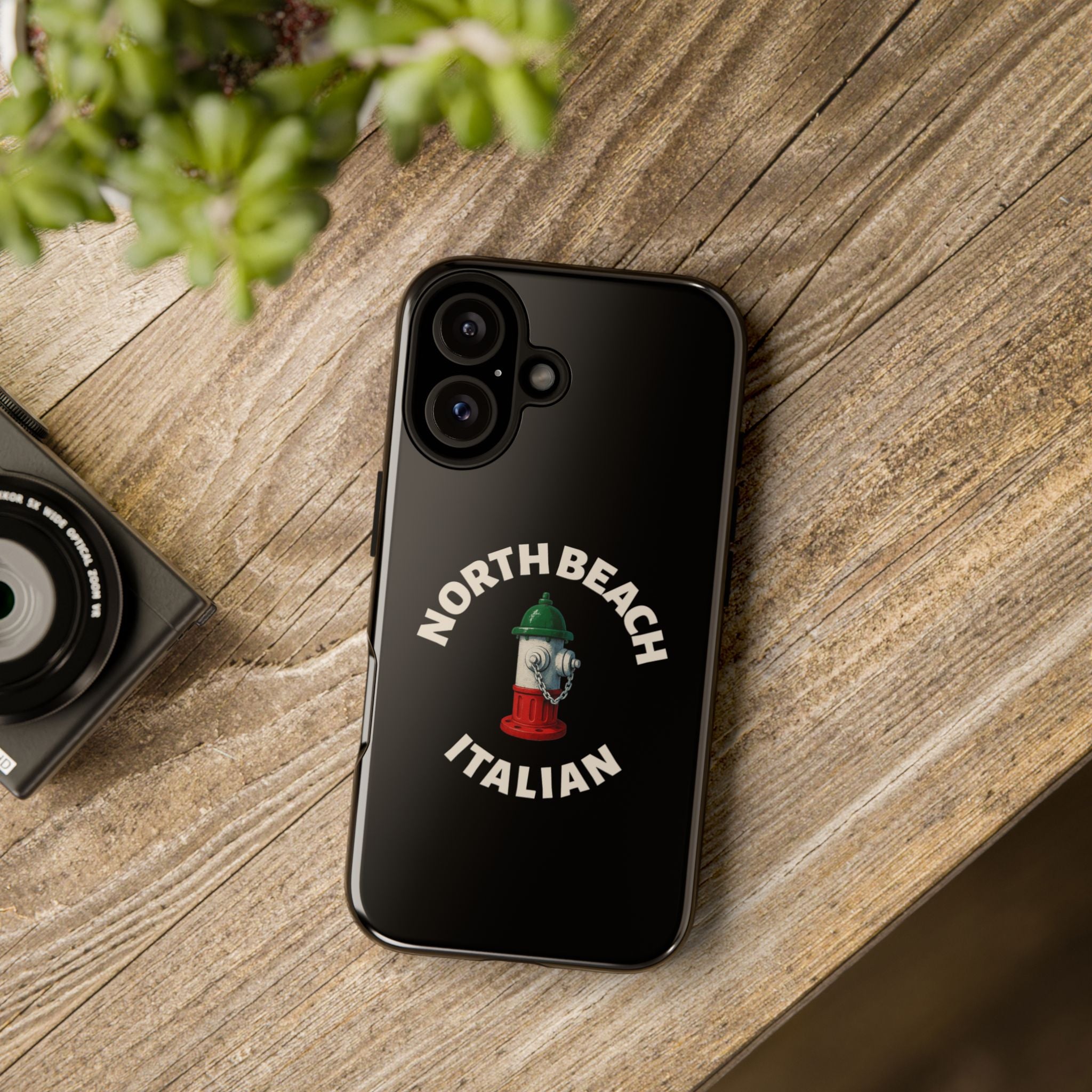North Beach Italian Black Phone Case, Tough Cases for iPhone, Gift for Italians, Stylish Phone Cover, Unique Phone Accessory