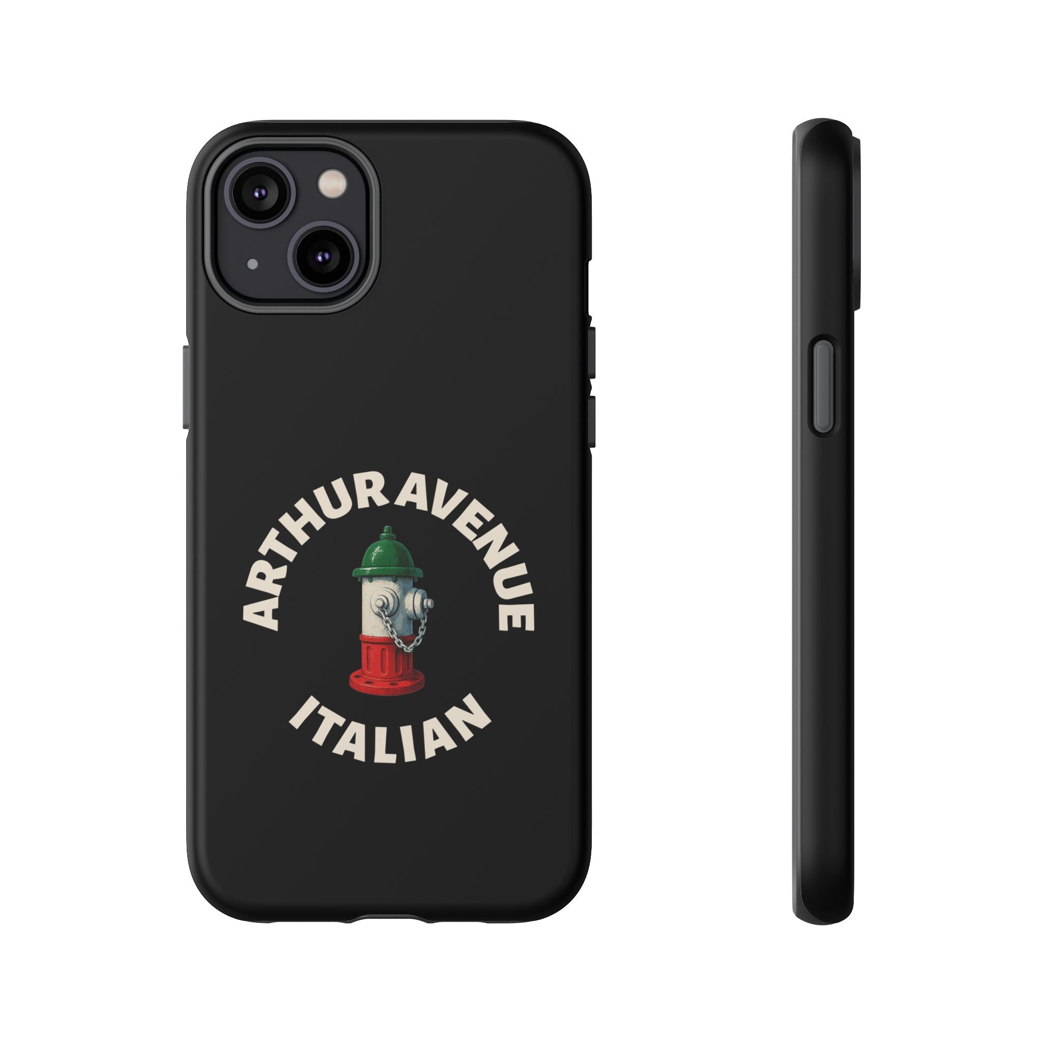 Arthur Avenue Italian Black Phone Case, Tough Cases for iPhone, Gift for Italians, Stylish Phone Cover, Unique Phone Accessory