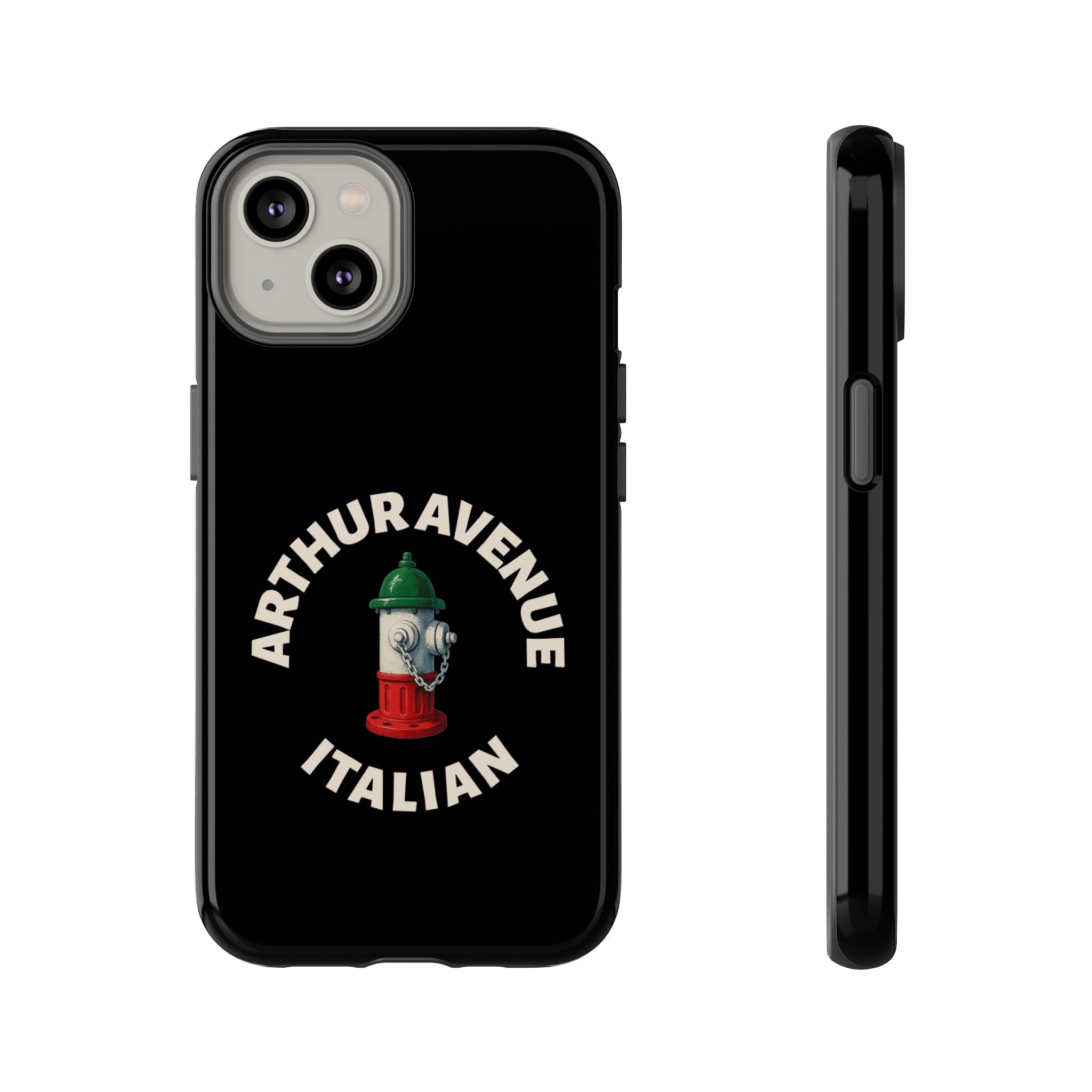 Arthur Avenue Italian Black Phone Case, Tough Cases for iPhone, Gift for Italians, Stylish Phone Cover, Unique Phone Accessory
