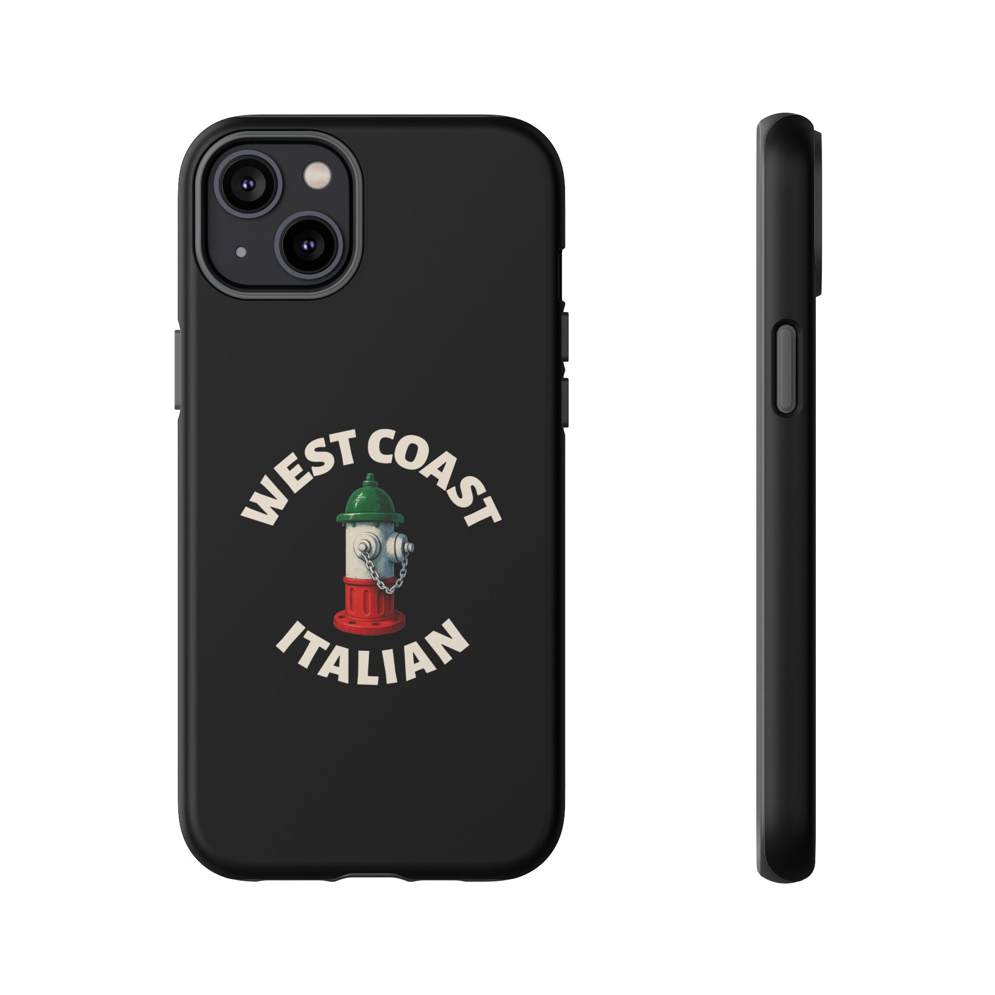 West Coast Italian Black Phone Case, Tough Cases for iPhone, Gift for Italians, Stylish Phone Cover, Unique Phone Accessory