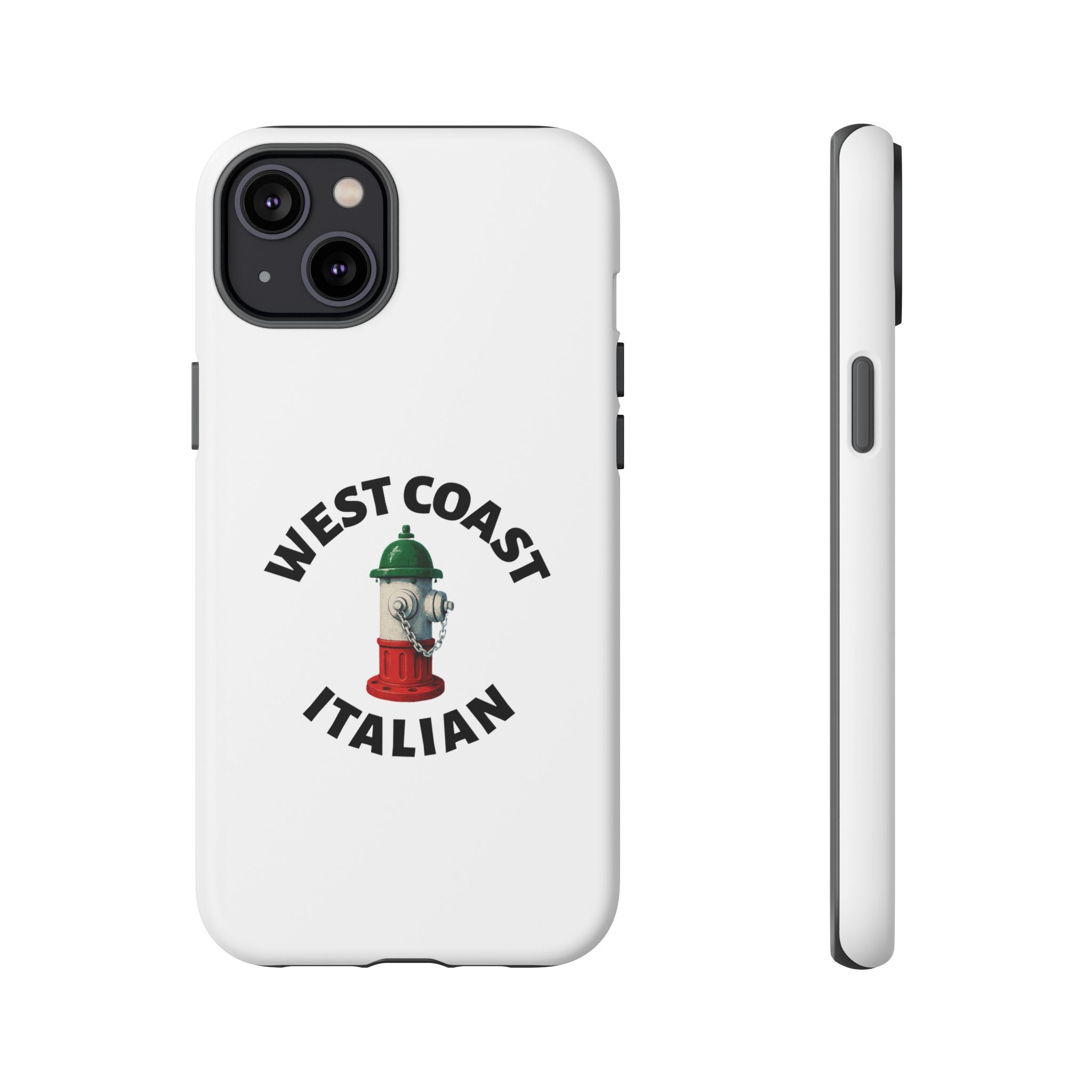 West Coast Italian White Phone Case, Urban Style Phone Cover, Tough Smartphone Case, Gift for Italian Heritage, Fun Streetwear Accessories
