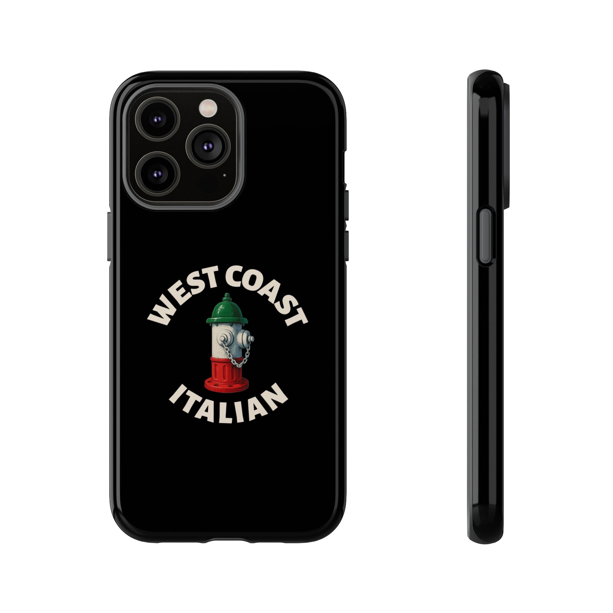 West Coast Italian Black Phone Case, Tough Cases for iPhone, Gift for Italians, Stylish Phone Cover, Unique Phone Accessory