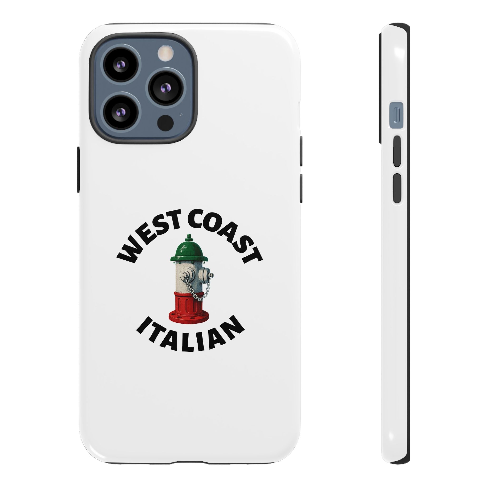 West Coast Italian White Phone Case, Urban Style Phone Cover, Tough Smartphone Case, Gift for Italian Heritage, Fun Streetwear Accessories