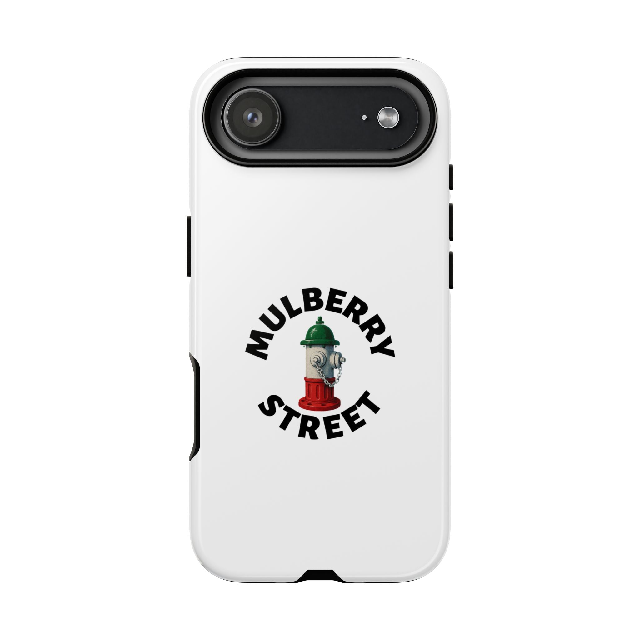 Mulberry Street White Phone Case, Urban Style Phone Cover, Tough Smartphone Case, Gift for Italian Heritage, Fun Streetwear Accessories