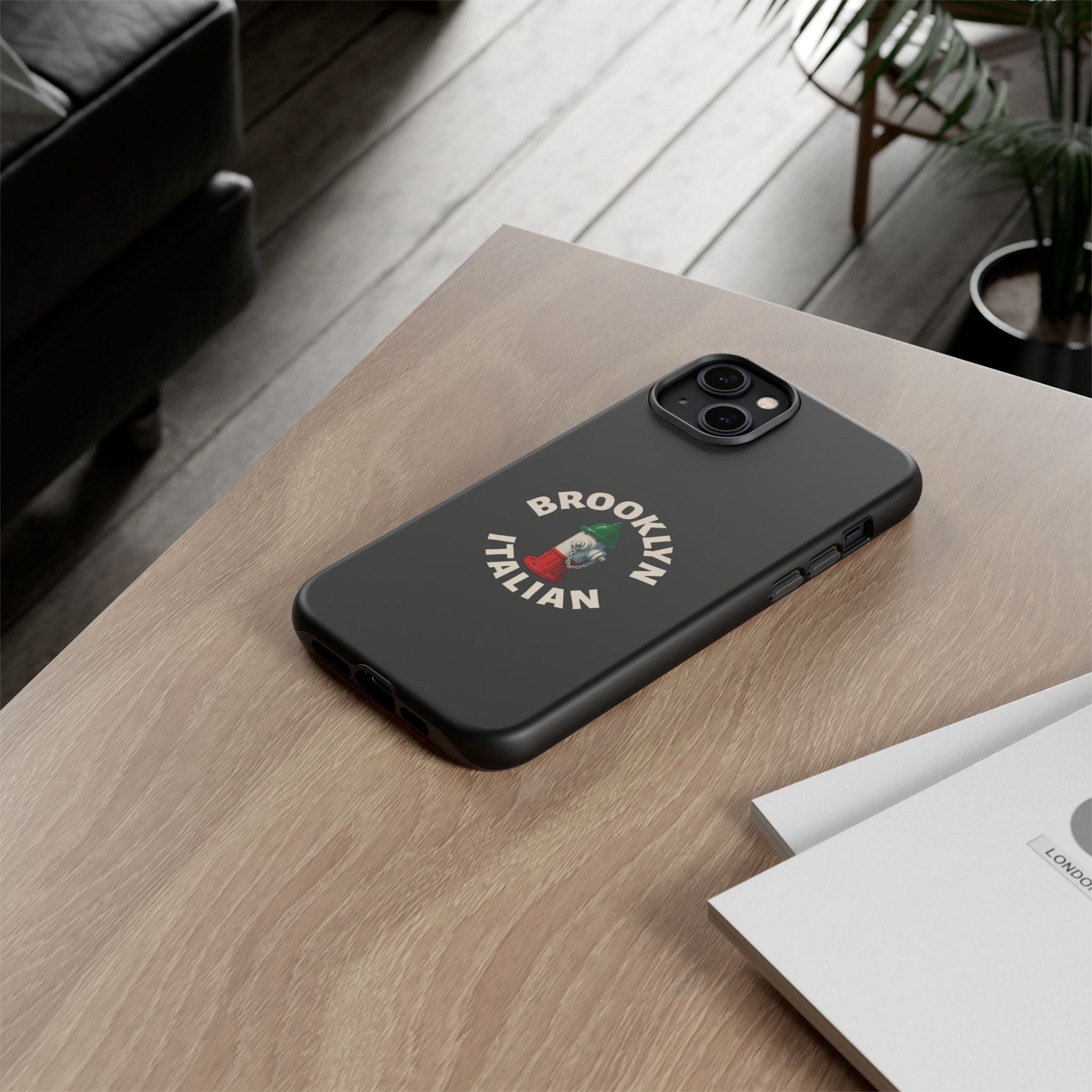 Brooklyn Italian Black Phone Case, Tough Cases for iPhone, Gift for Italians, Stylish Phone Cover, Unique Phone Accessory