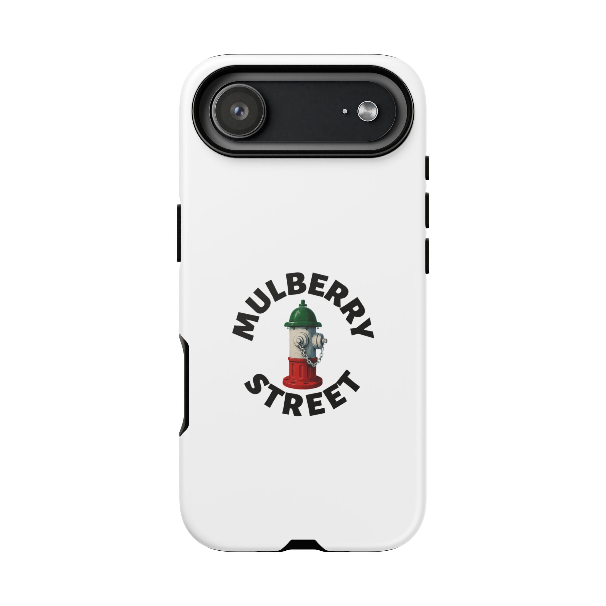Mulberry Street White Phone Case, Urban Style Phone Cover, Tough Smartphone Case, Gift for Italian Heritage, Fun Streetwear Accessories