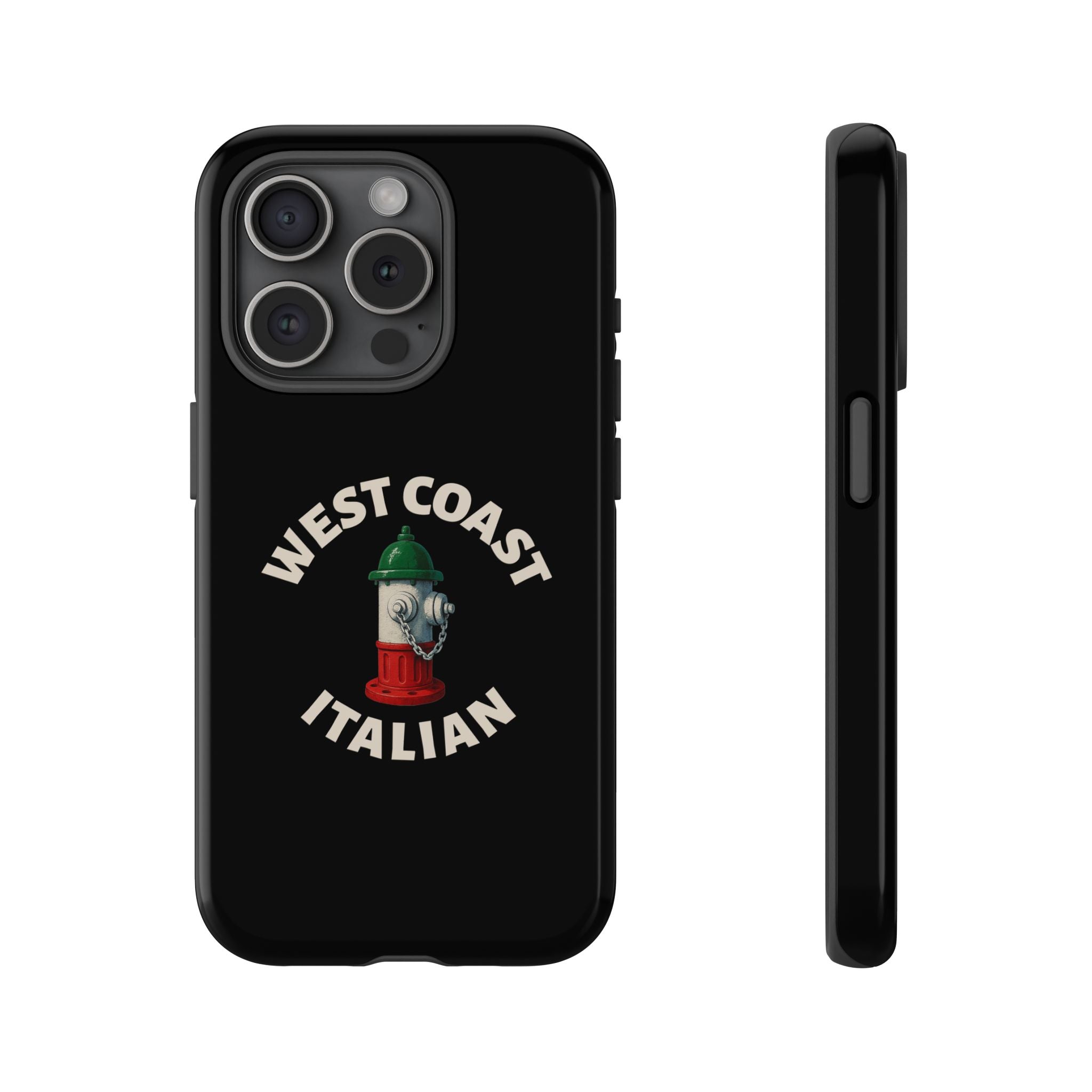 West Coast Italian Black Phone Case, Tough Cases for iPhone, Gift for Italians, Stylish Phone Cover, Unique Phone Accessory