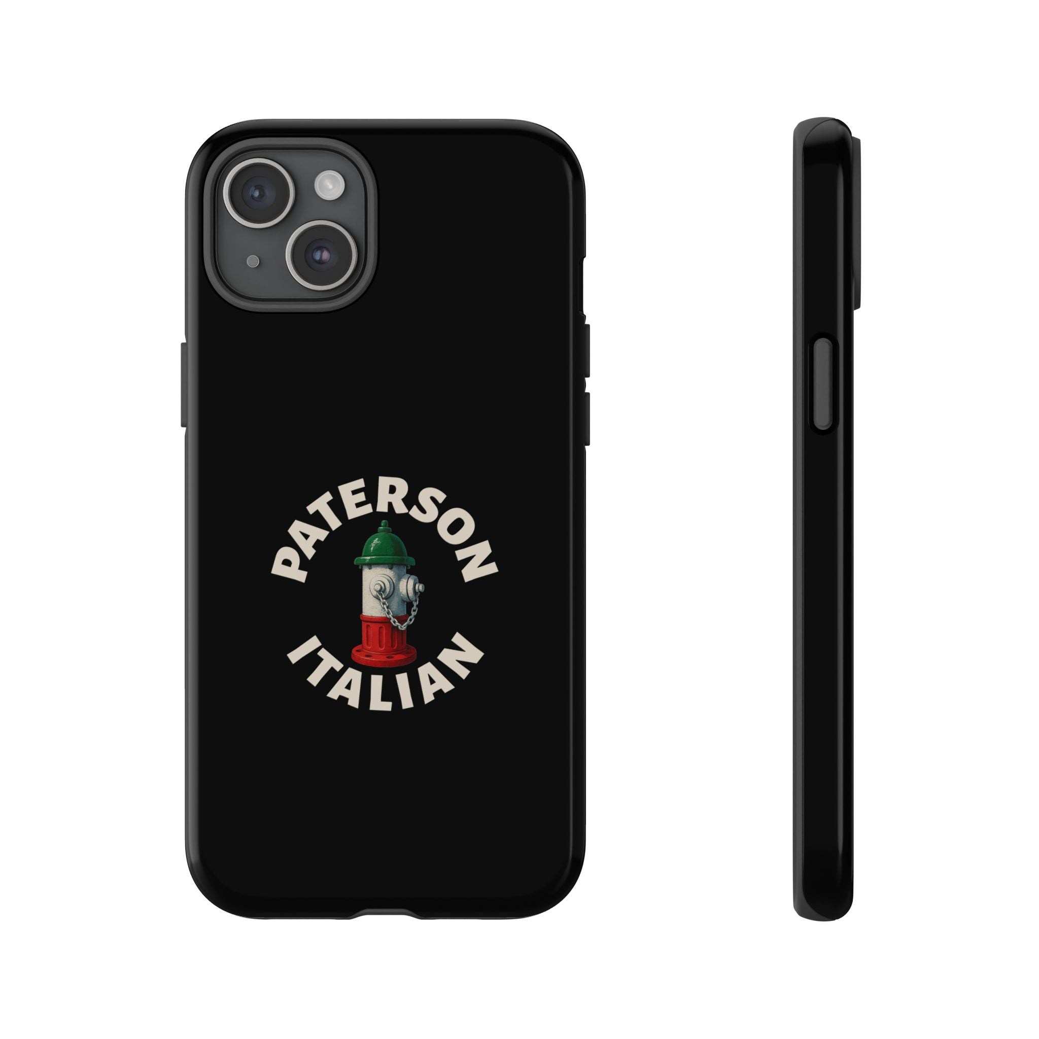 Paterson Italian Black Phone Case, Tough Cases for iPhone, Gift for Italians, Stylish Phone Cover, Unique Phone Accessory