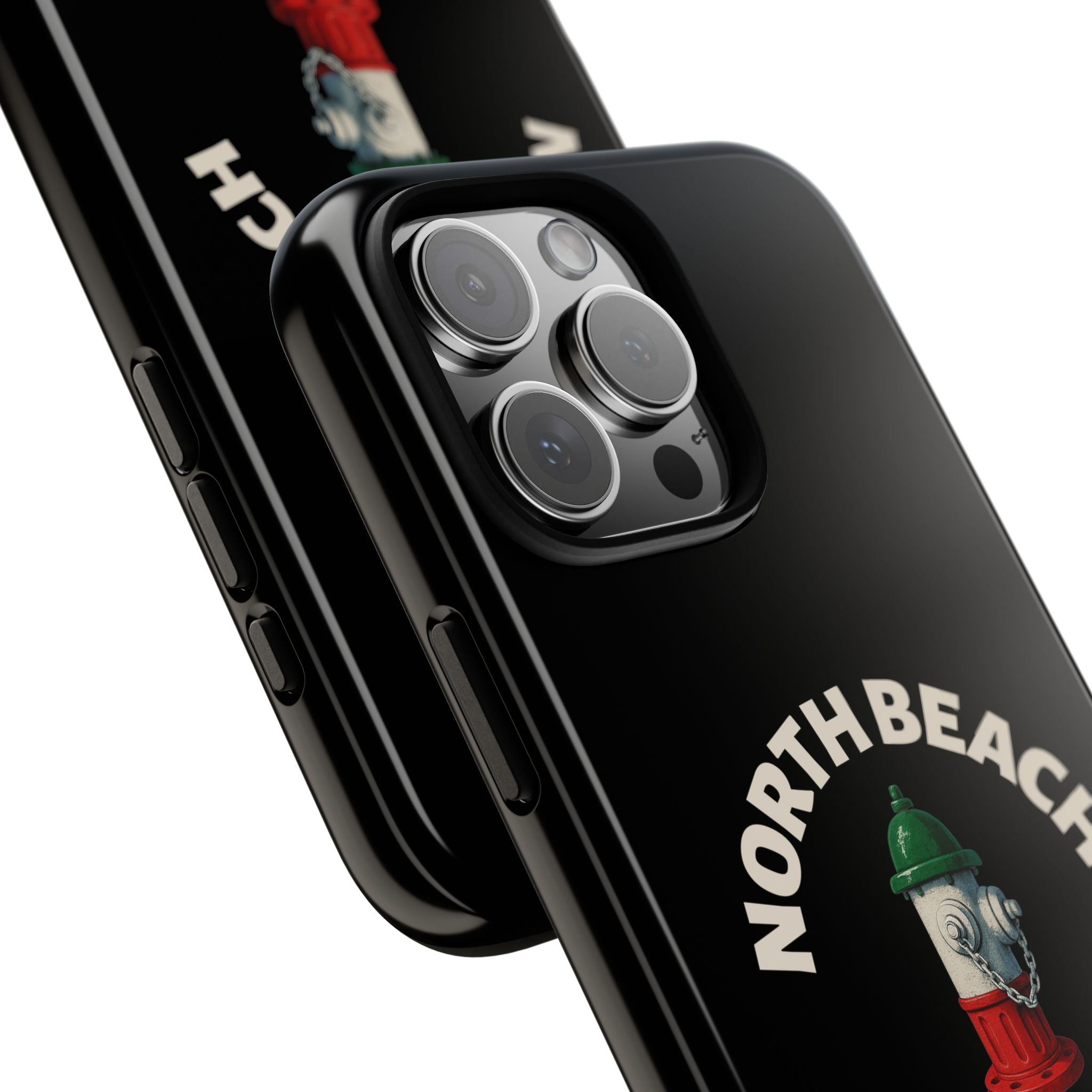 North Beach Italian Black Phone Case, Tough Cases for iPhone, Gift for Italians, Stylish Phone Cover, Unique Phone Accessory