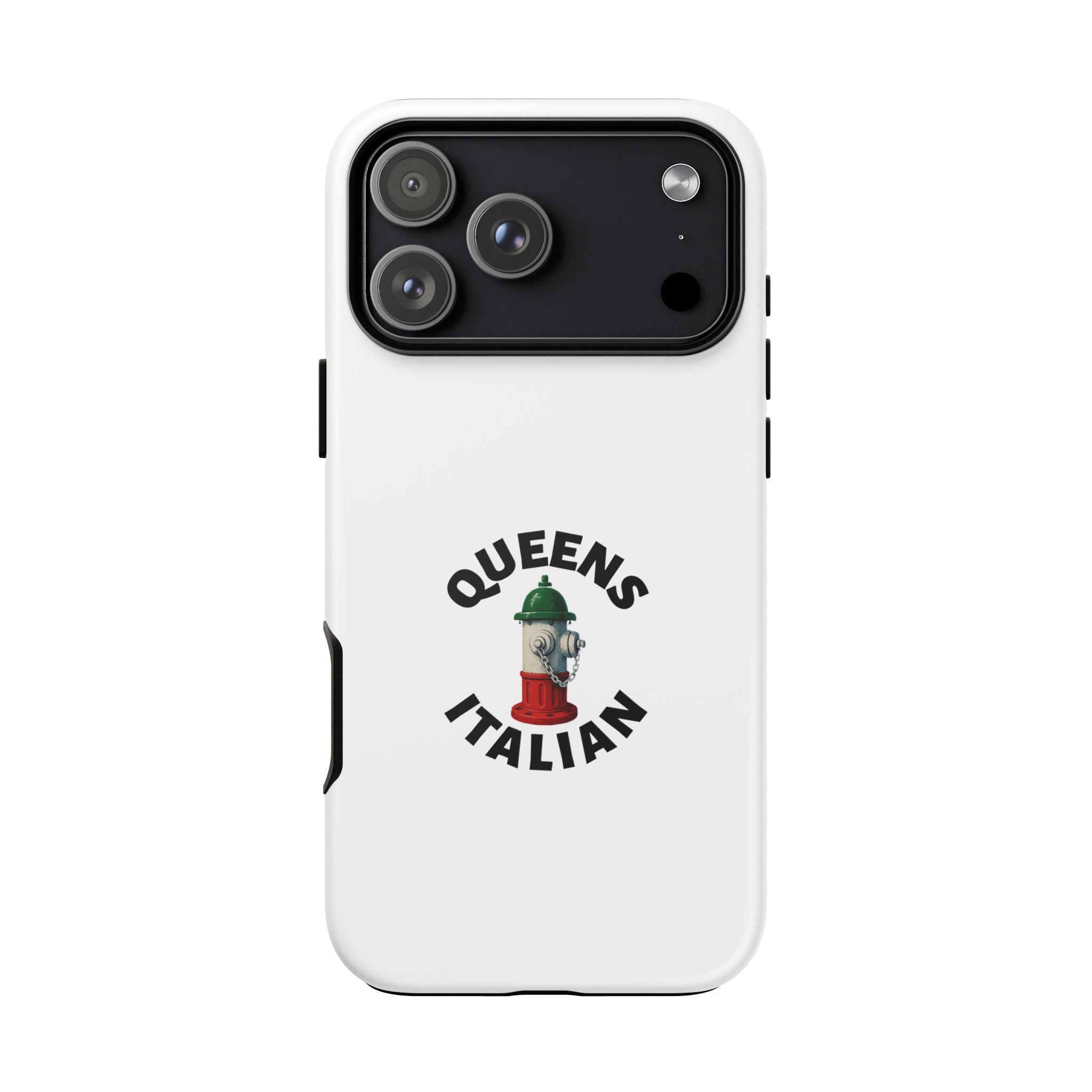 Queens Italian White Phone Case, Urban Style Phone Cover, Tough Smartphone Case, Gift for Italian Heritage, Fun Streetwear Accessories