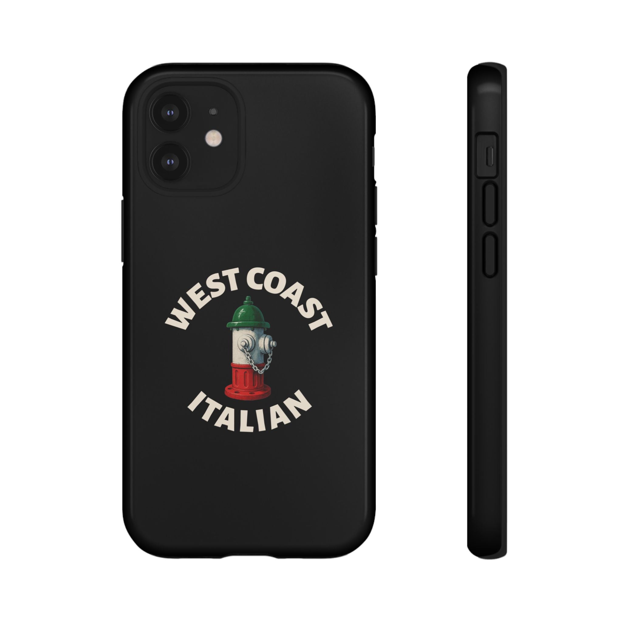 West Coast Italian Black Phone Case, Tough Cases for iPhone, Gift for Italians, Stylish Phone Cover, Unique Phone Accessory