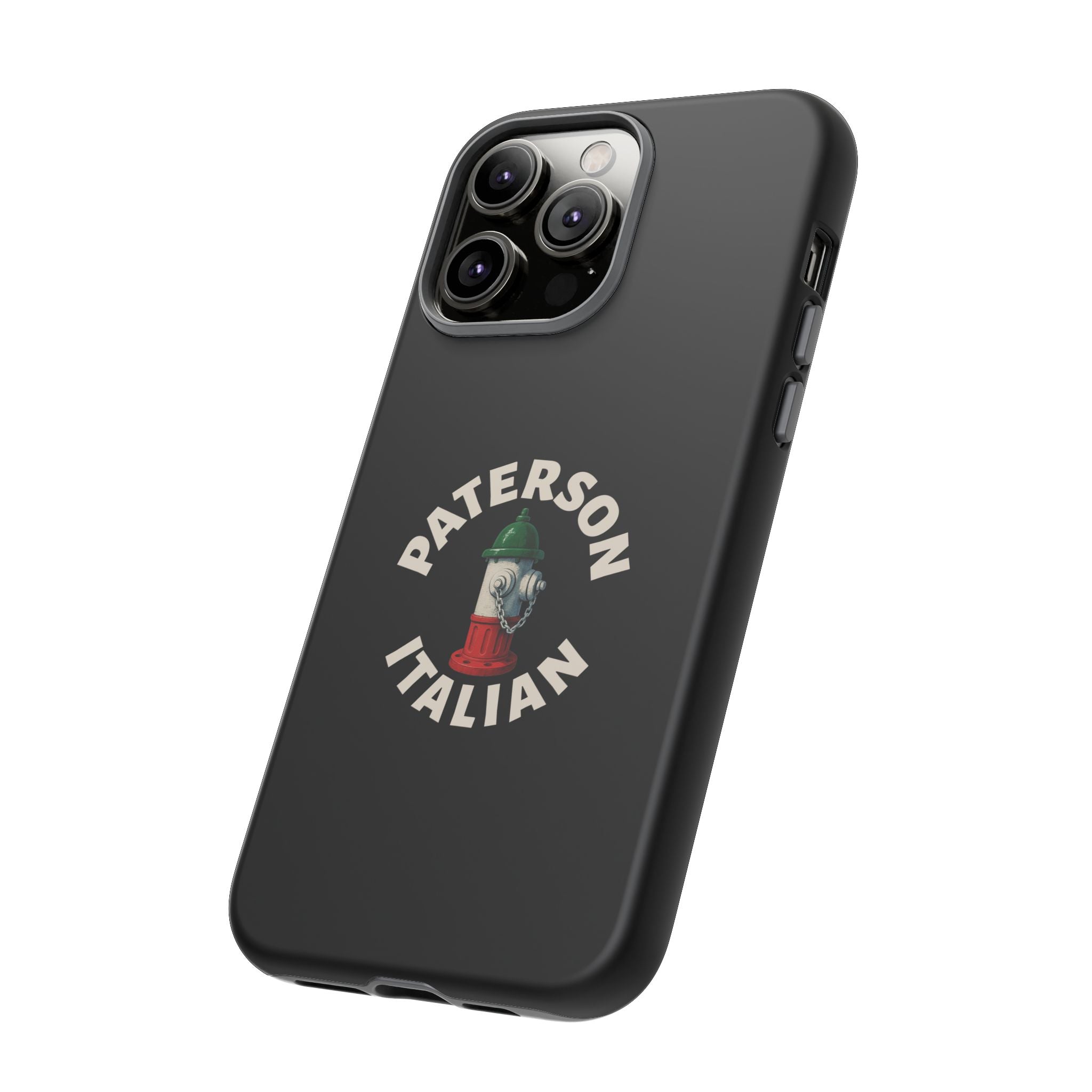Paterson Italian Black Phone Case, Tough Cases for iPhone, Gift for Italians, Stylish Phone Cover, Unique Phone Accessory