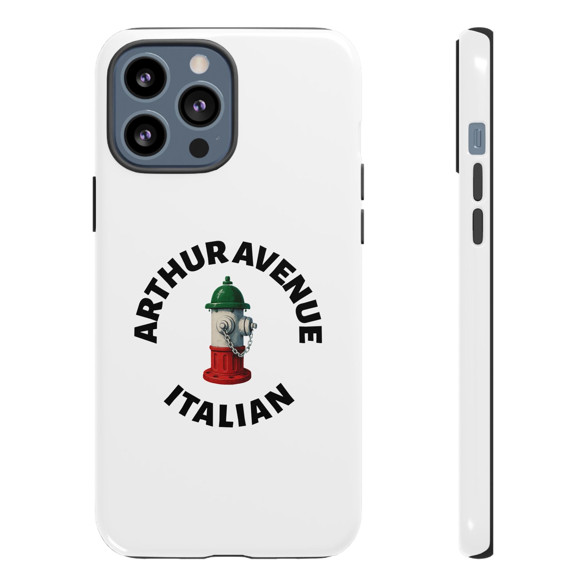 Arthur Avenue Italian White Phone Case, Urban Style Phone Cover, Tough Smartphone Case, Gift for Italian Heritage, Fun Streetwear Accessories