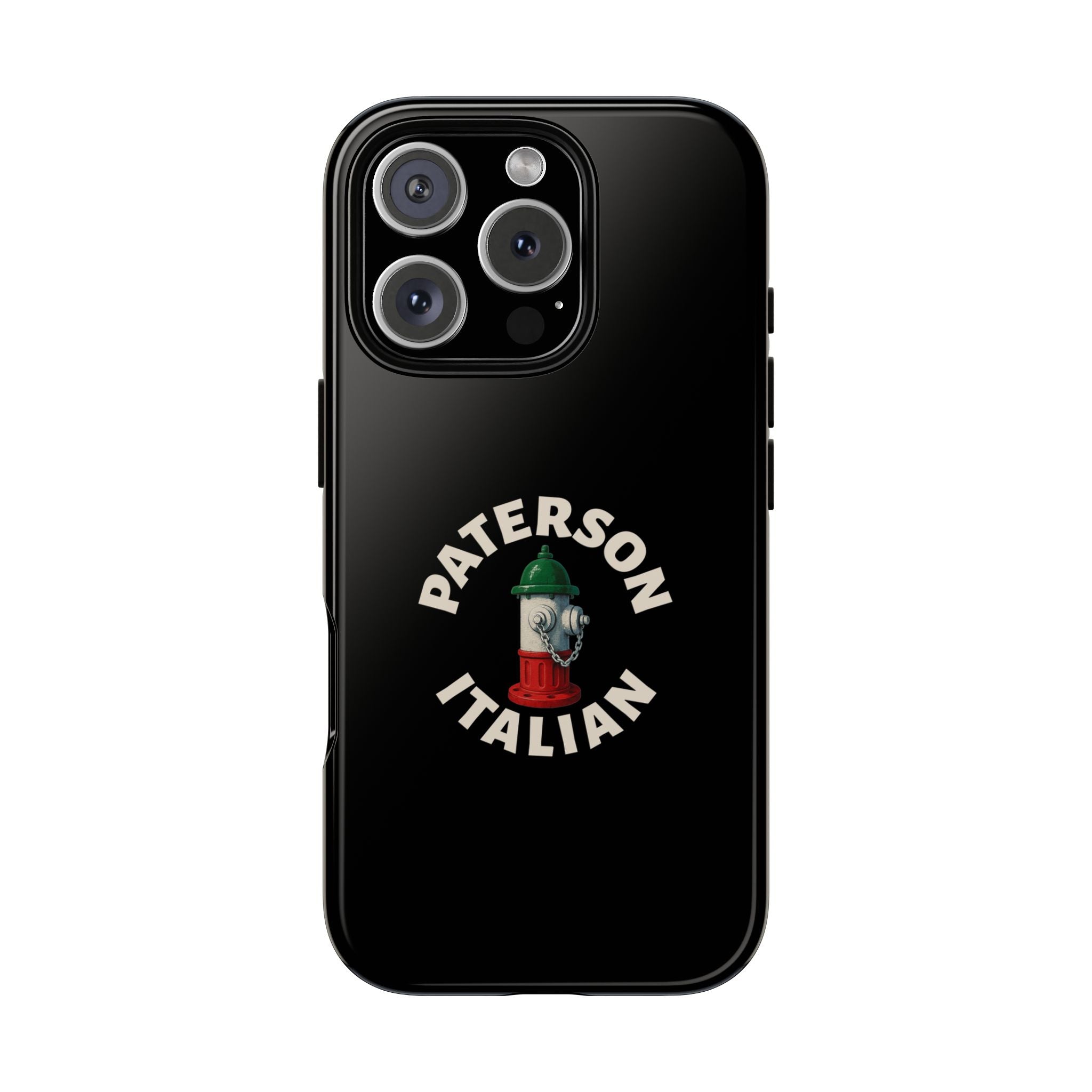 Paterson Italian Black Phone Case, Tough Cases for iPhone, Gift for Italians, Stylish Phone Cover, Unique Phone Accessory