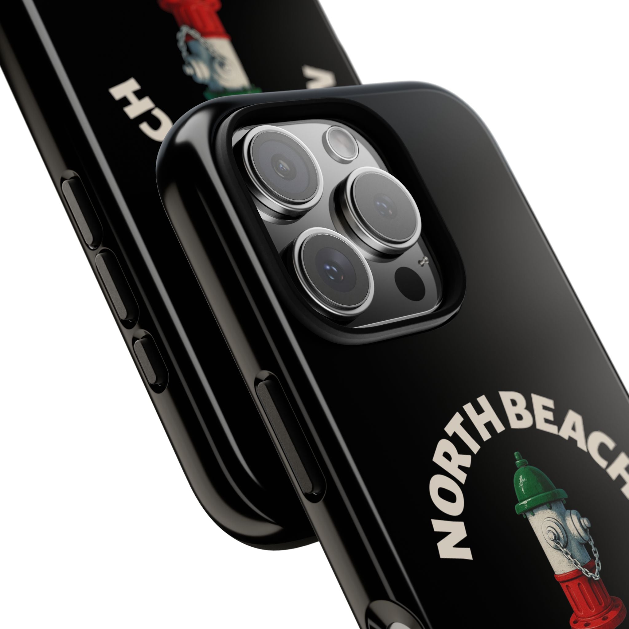 North Beach Italian Black Phone Case, Tough Cases for iPhone, Gift for Italians, Stylish Phone Cover, Unique Phone Accessory