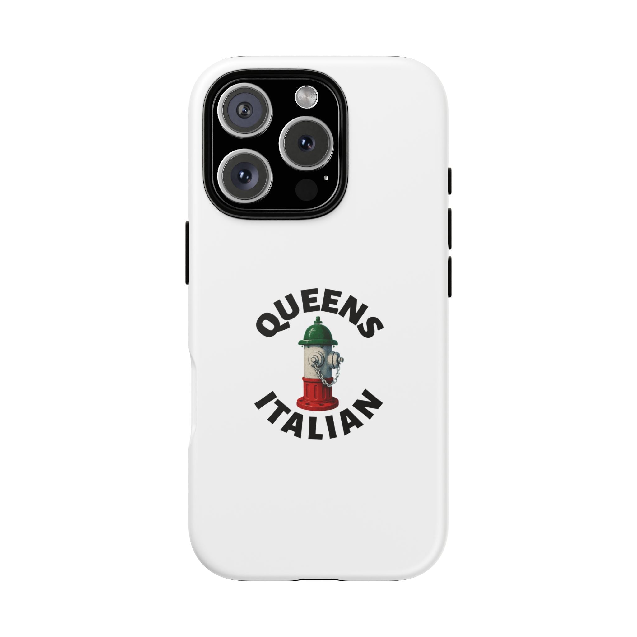 Queens Italian White Phone Case, Urban Style Phone Cover, Tough Smartphone Case, Gift for Italian Heritage, Fun Streetwear Accessories
