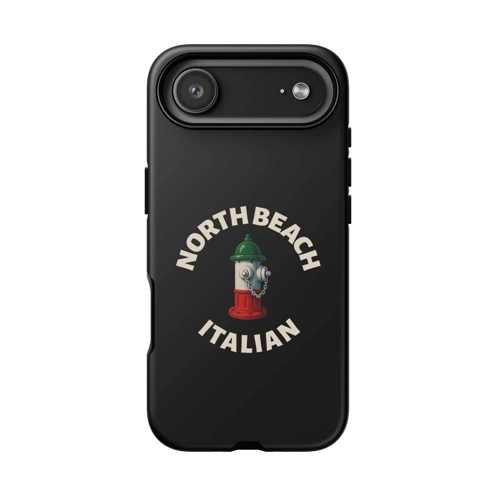 North Beach Italian Black Phone Case, Tough Cases for iPhone, Gift for Italians, Stylish Phone Cover, Unique Phone Accessory