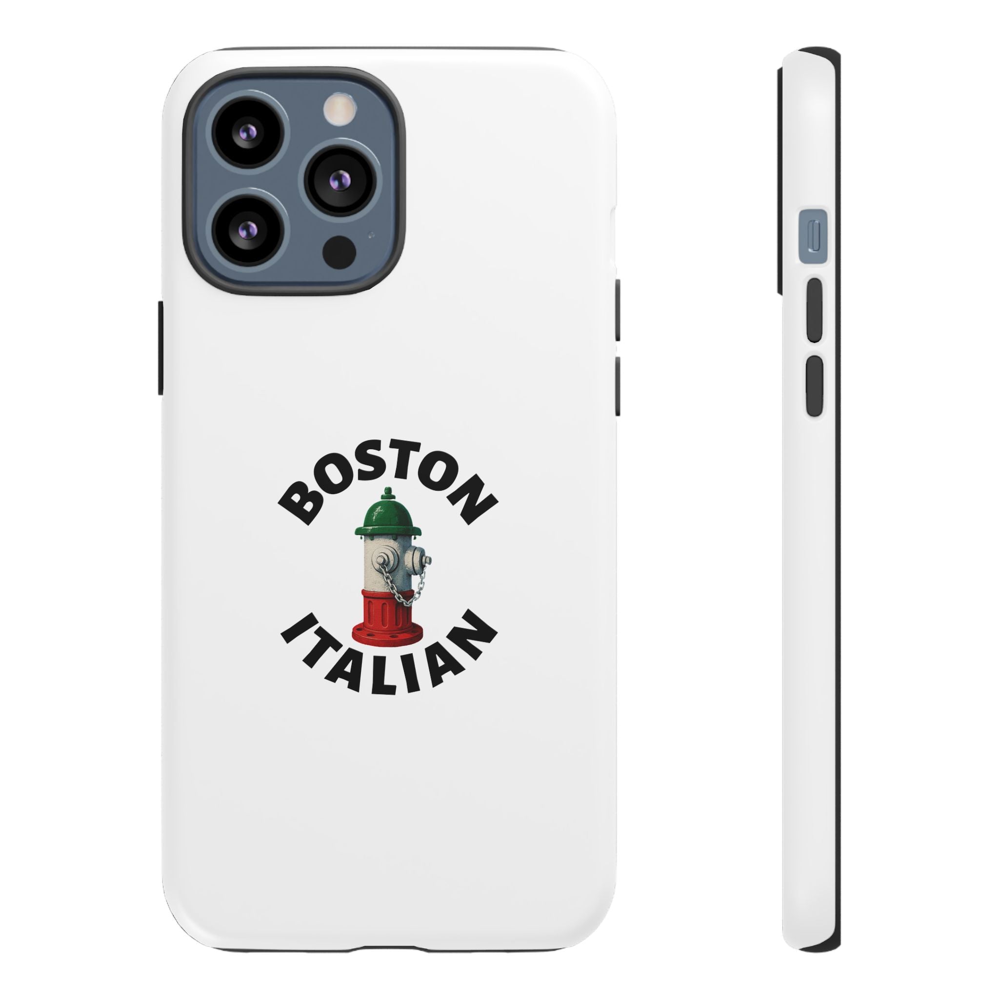 Boston Italian White Phone Case, Urban Style Phone Cover, Tough Smartphone Case, Gift for Italian Heritage, Fun Streetwear Accessories