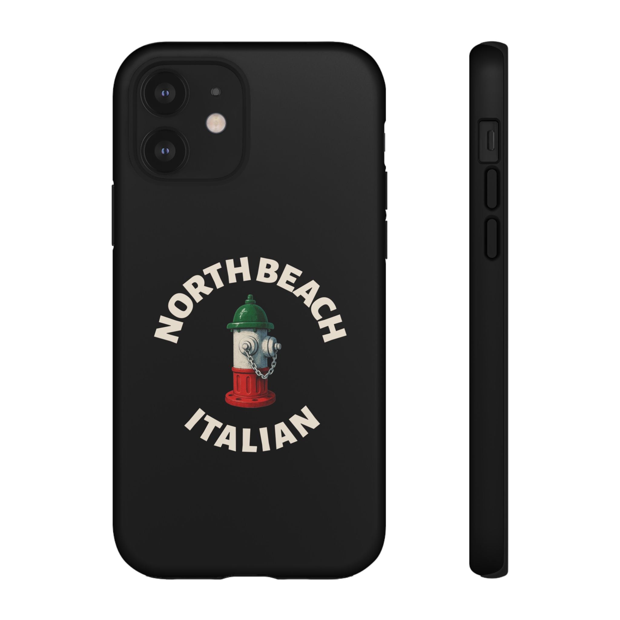 North Beach Italian Black Phone Case, Tough Cases for iPhone, Gift for Italians, Stylish Phone Cover, Unique Phone Accessory