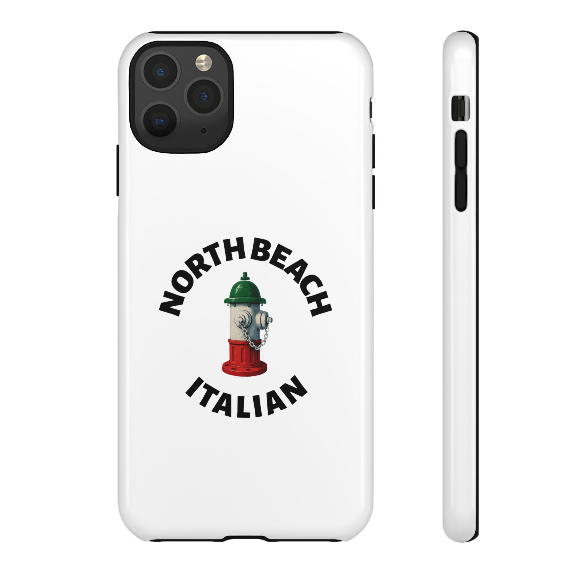North Beach Italian White Phone Case, Urban Style Phone Cover, Tough Smartphone Case, Gift for Italian Heritage, Fun Streetwear Accessories