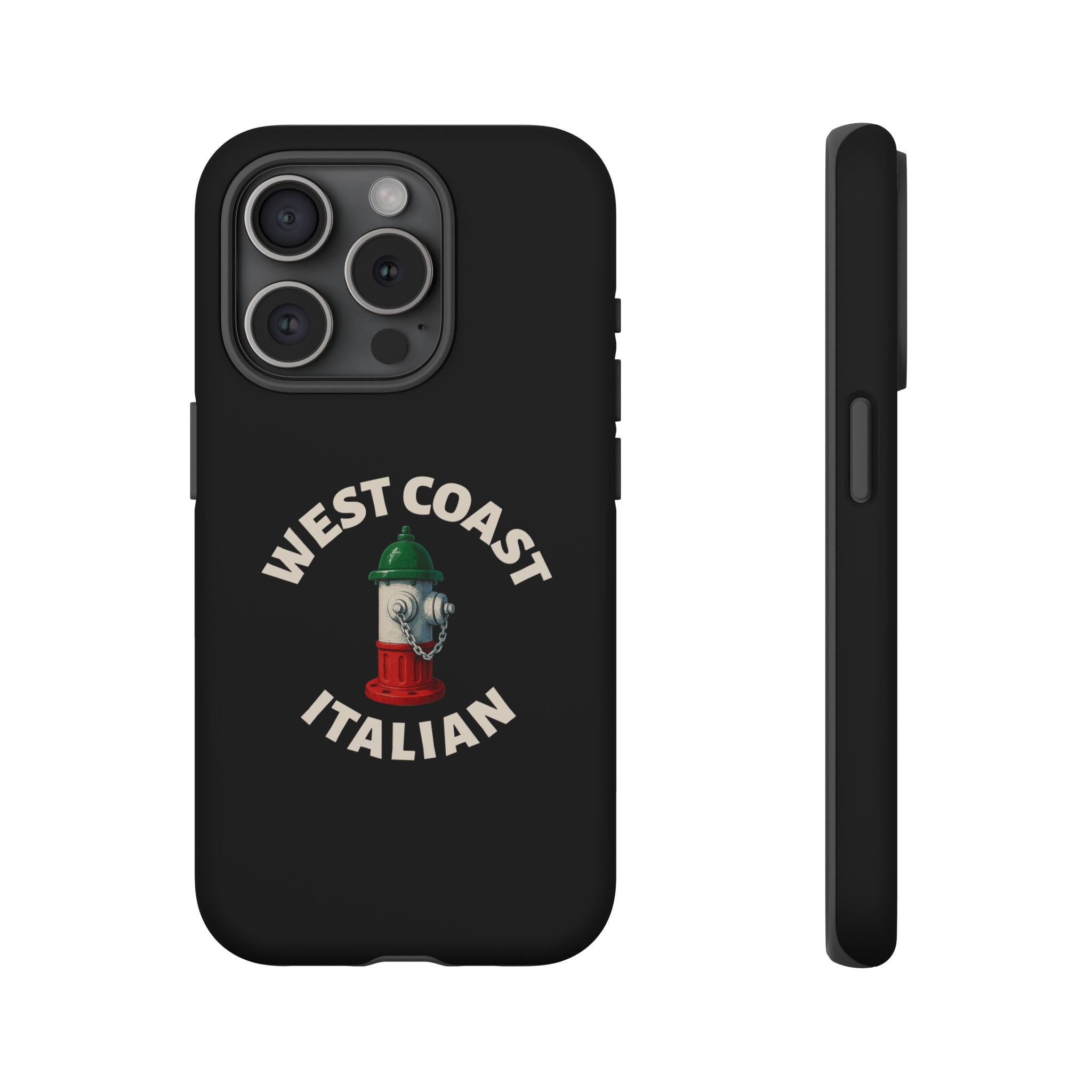 West Coast Italian Black Phone Case, Tough Cases for iPhone, Gift for Italians, Stylish Phone Cover, Unique Phone Accessory