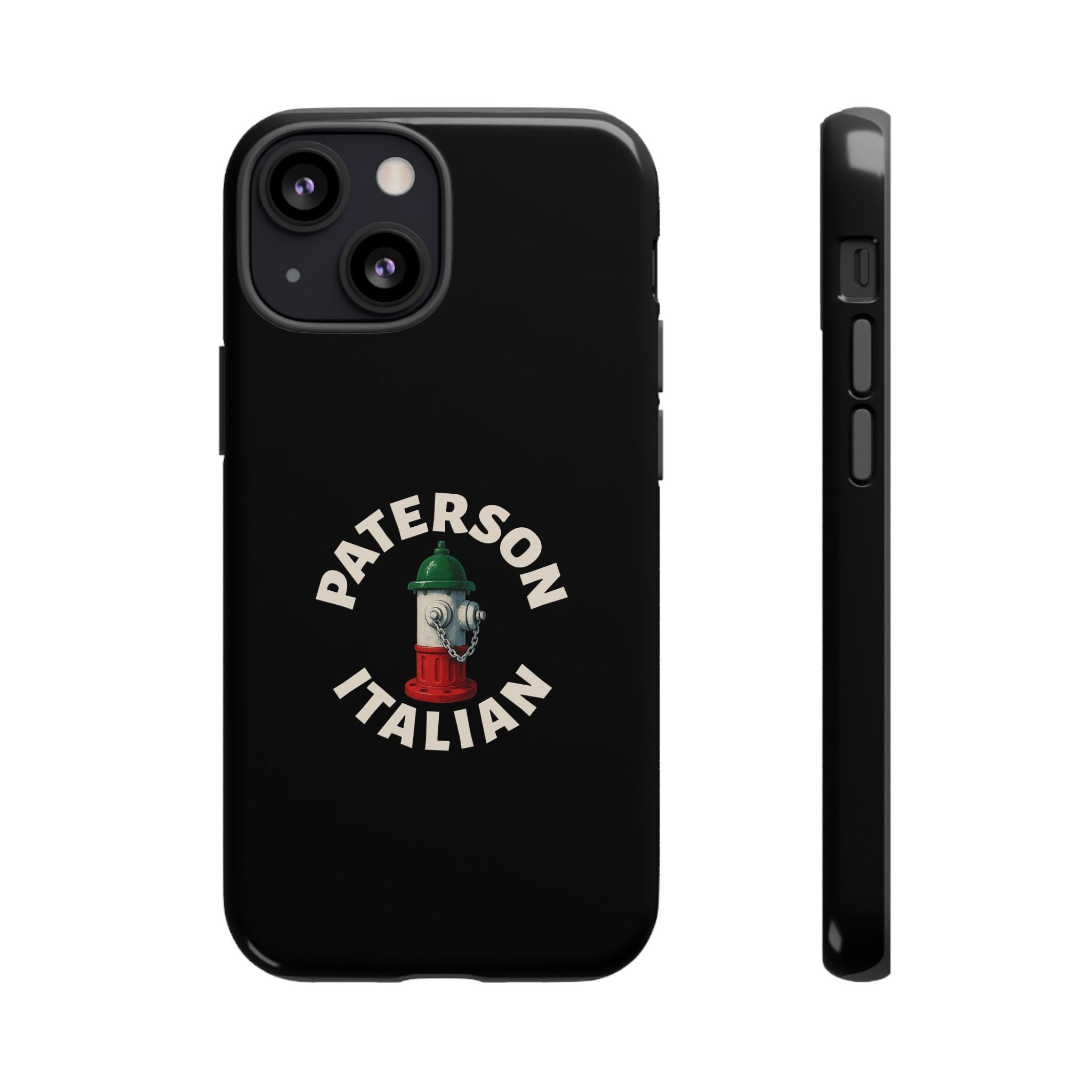 Paterson Italian Black Phone Case, Tough Cases for iPhone, Gift for Italians, Stylish Phone Cover, Unique Phone Accessory