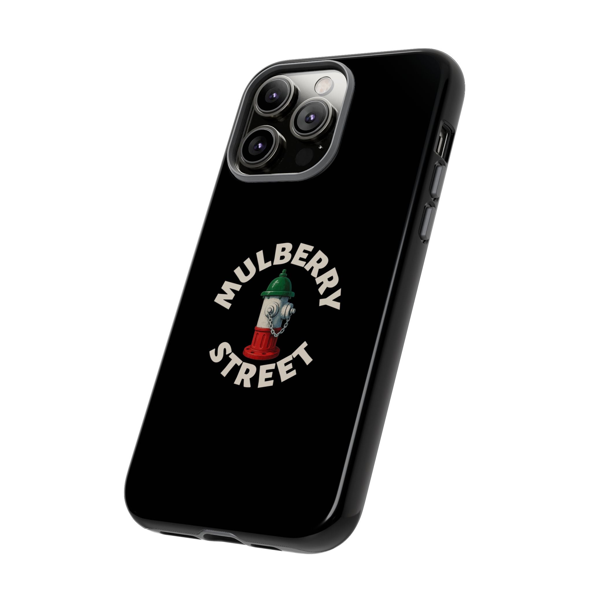 Mulberry Street Black Phone Case, Tough Cases for iPhone, Gift for Italians, Stylish Phone Cover, Unique Phone Accessory