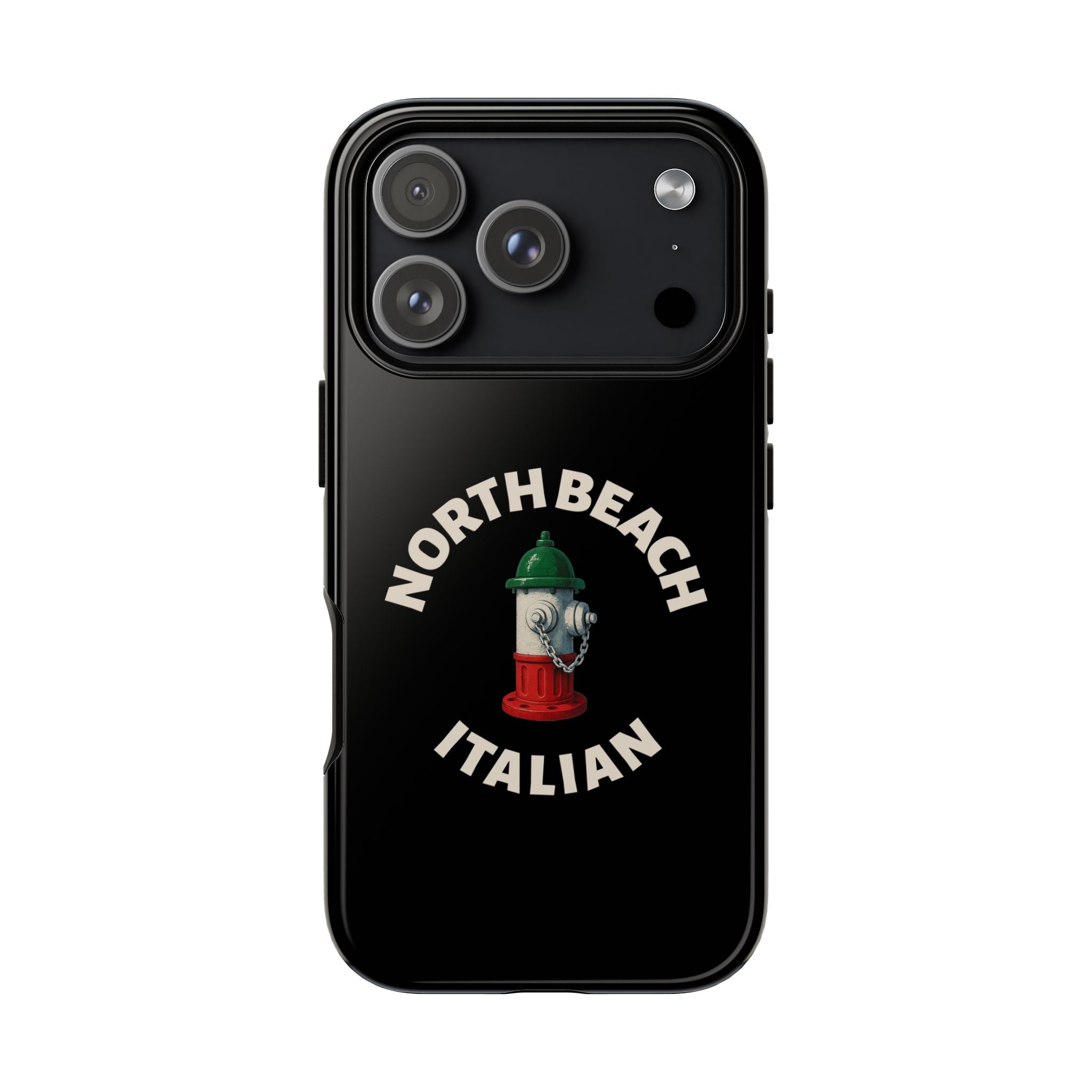 North Beach Italian Black Phone Case, Tough Cases for iPhone, Gift for Italians, Stylish Phone Cover, Unique Phone Accessory