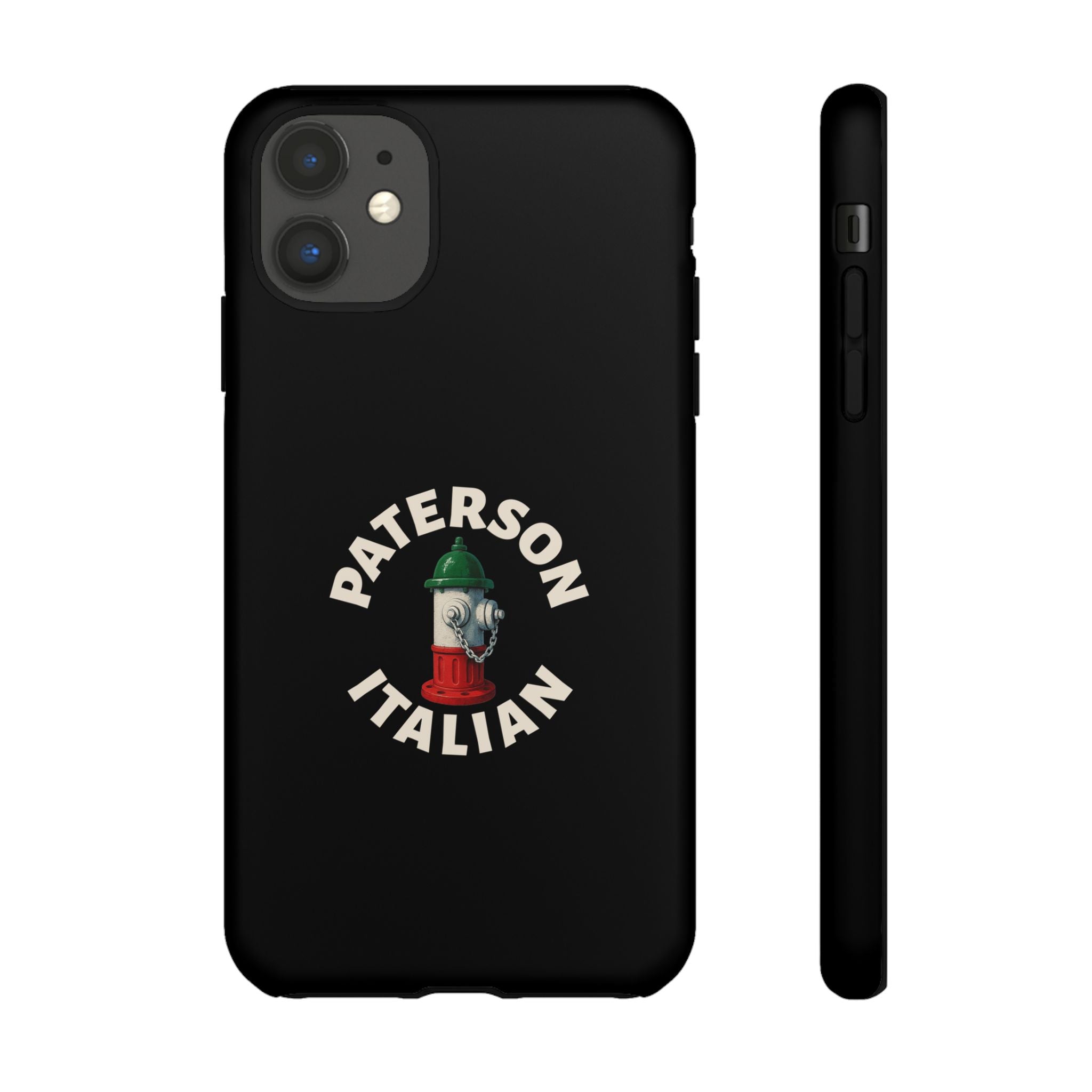 Paterson Italian Black Phone Case, Tough Cases for iPhone, Gift for Italians, Stylish Phone Cover, Unique Phone Accessory