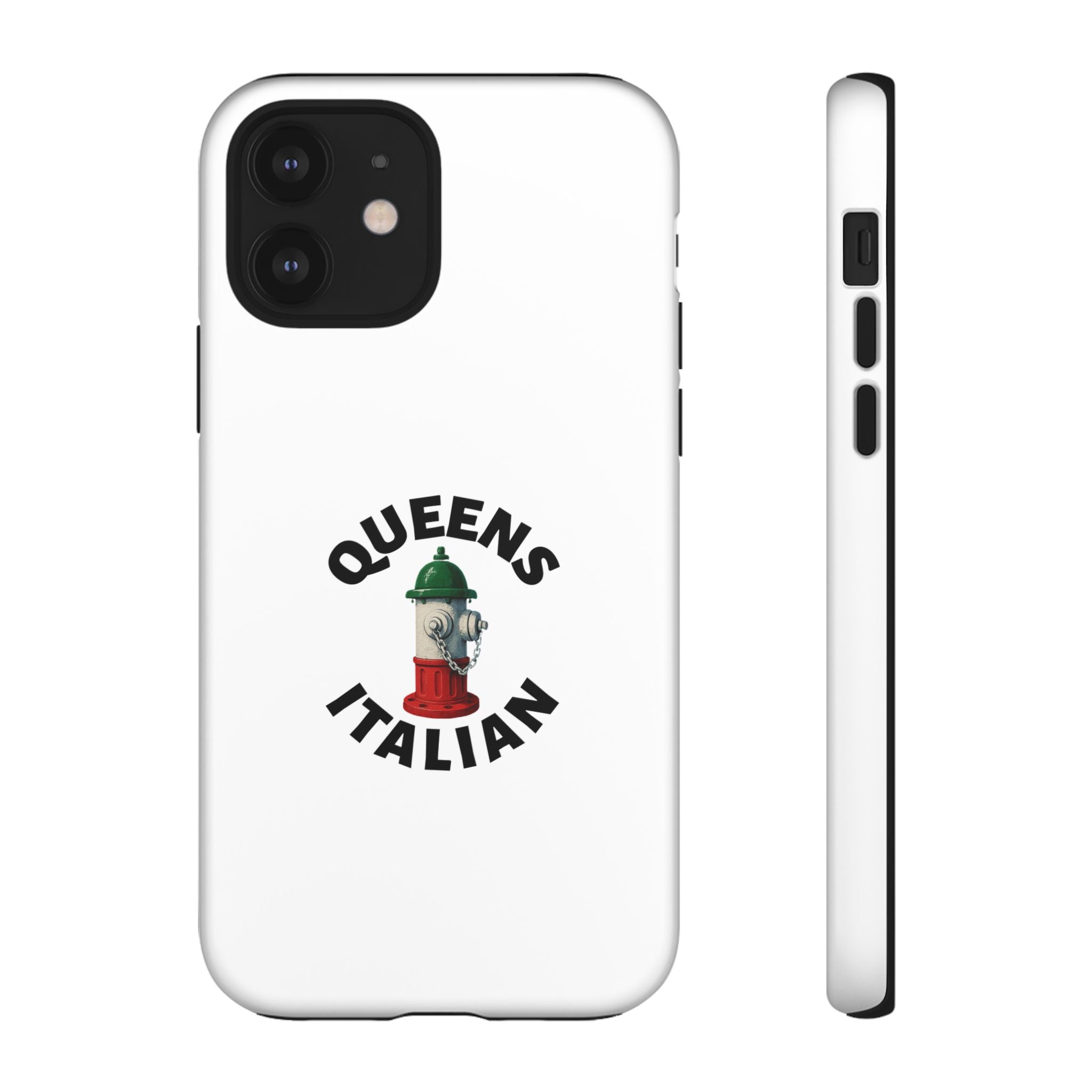 Queens Italian White Phone Case, Urban Style Phone Cover, Tough Smartphone Case, Gift for Italian Heritage, Fun Streetwear Accessories