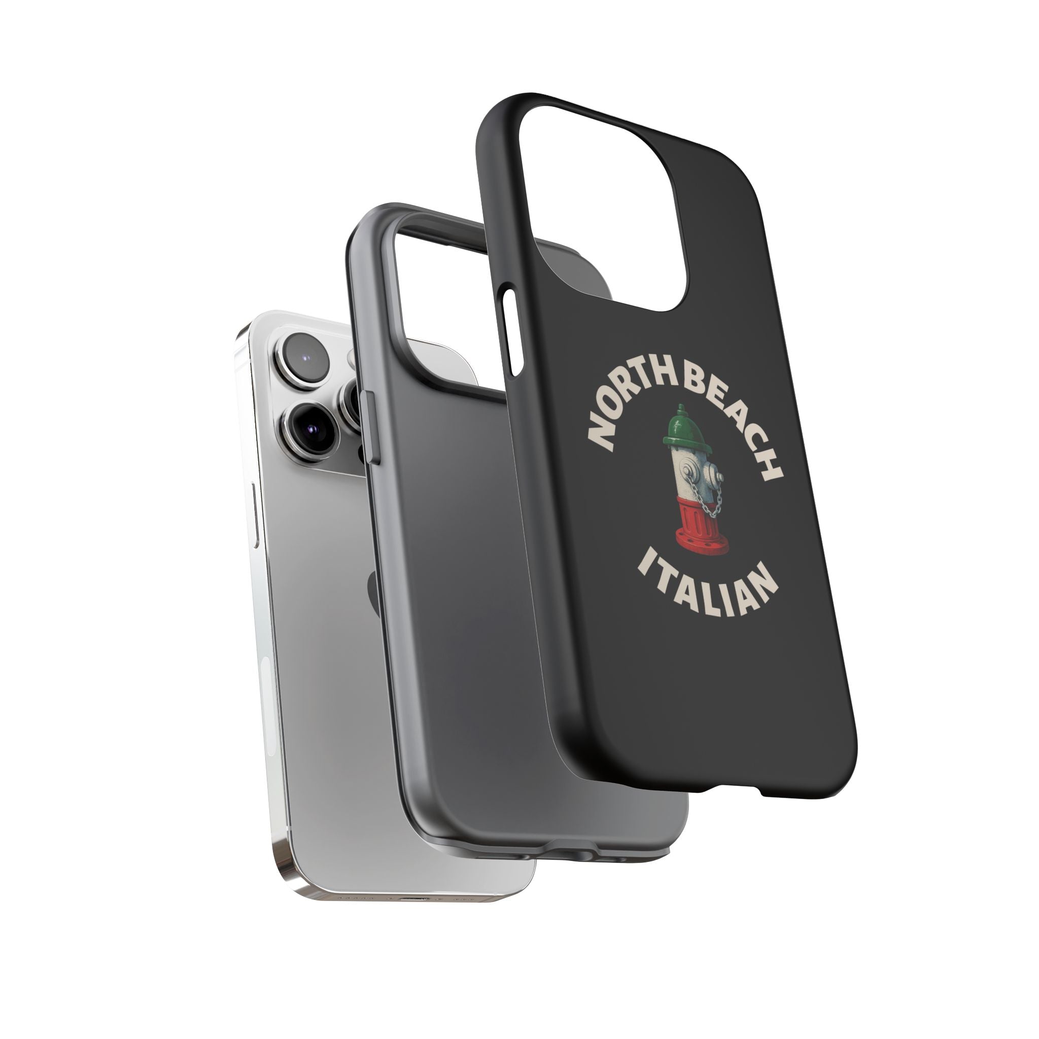 North Beach Italian Black Phone Case, Tough Cases for iPhone, Gift for Italians, Stylish Phone Cover, Unique Phone Accessory