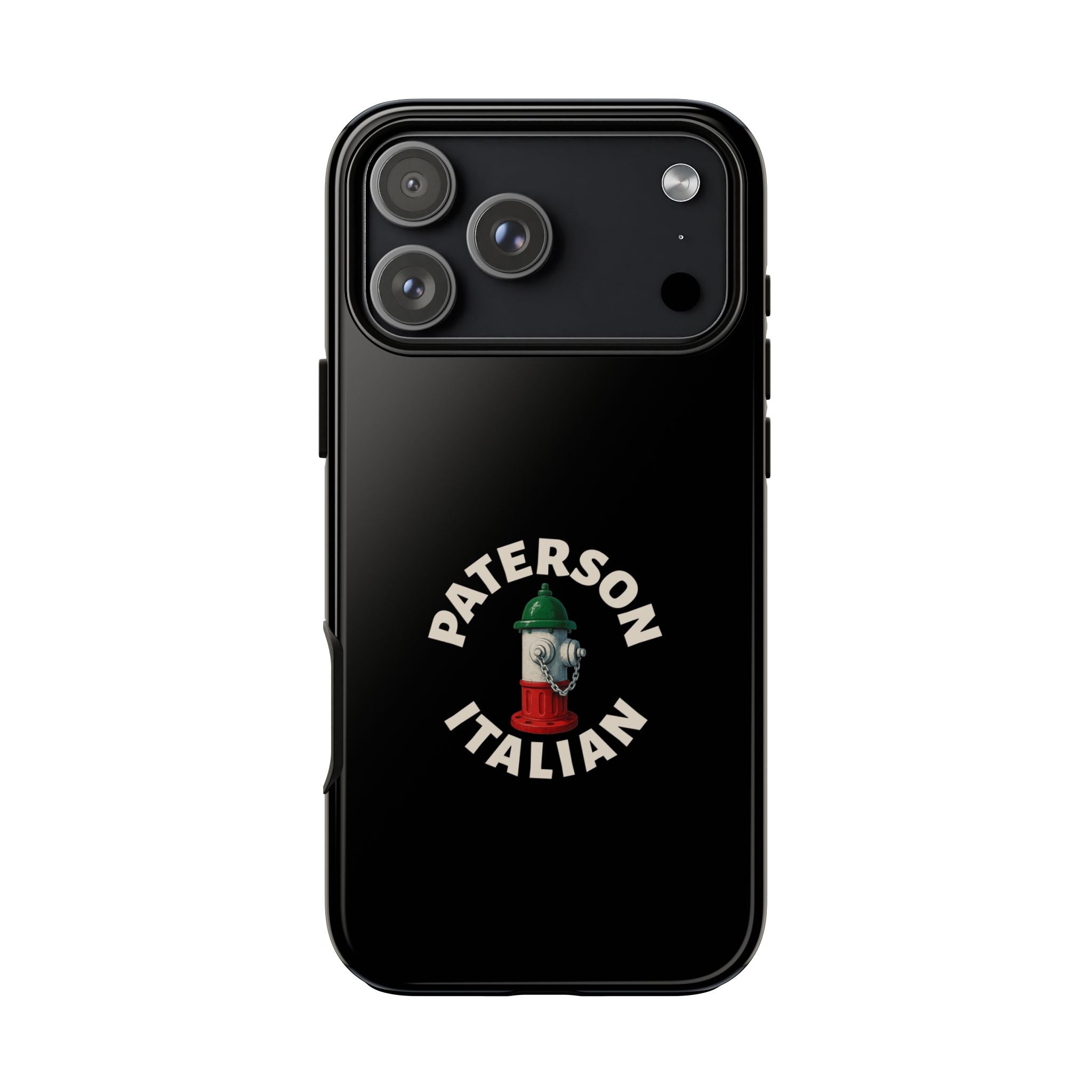 Paterson Italian Black Phone Case, Tough Cases for iPhone, Gift for Italians, Stylish Phone Cover, Unique Phone Accessory