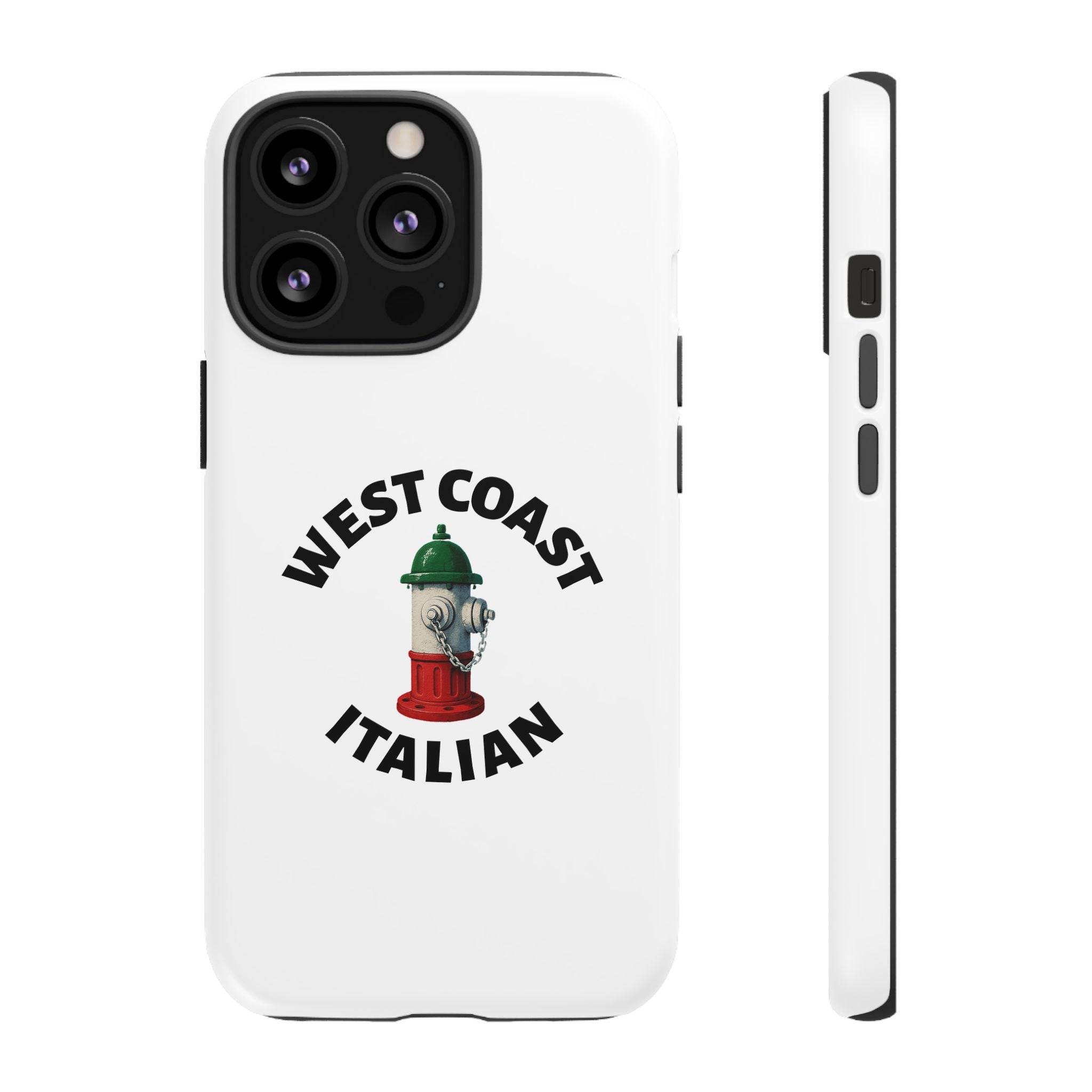 West Coast Italian White Phone Case, Urban Style Phone Cover, Tough Smartphone Case, Gift for Italian Heritage, Fun Streetwear Accessories