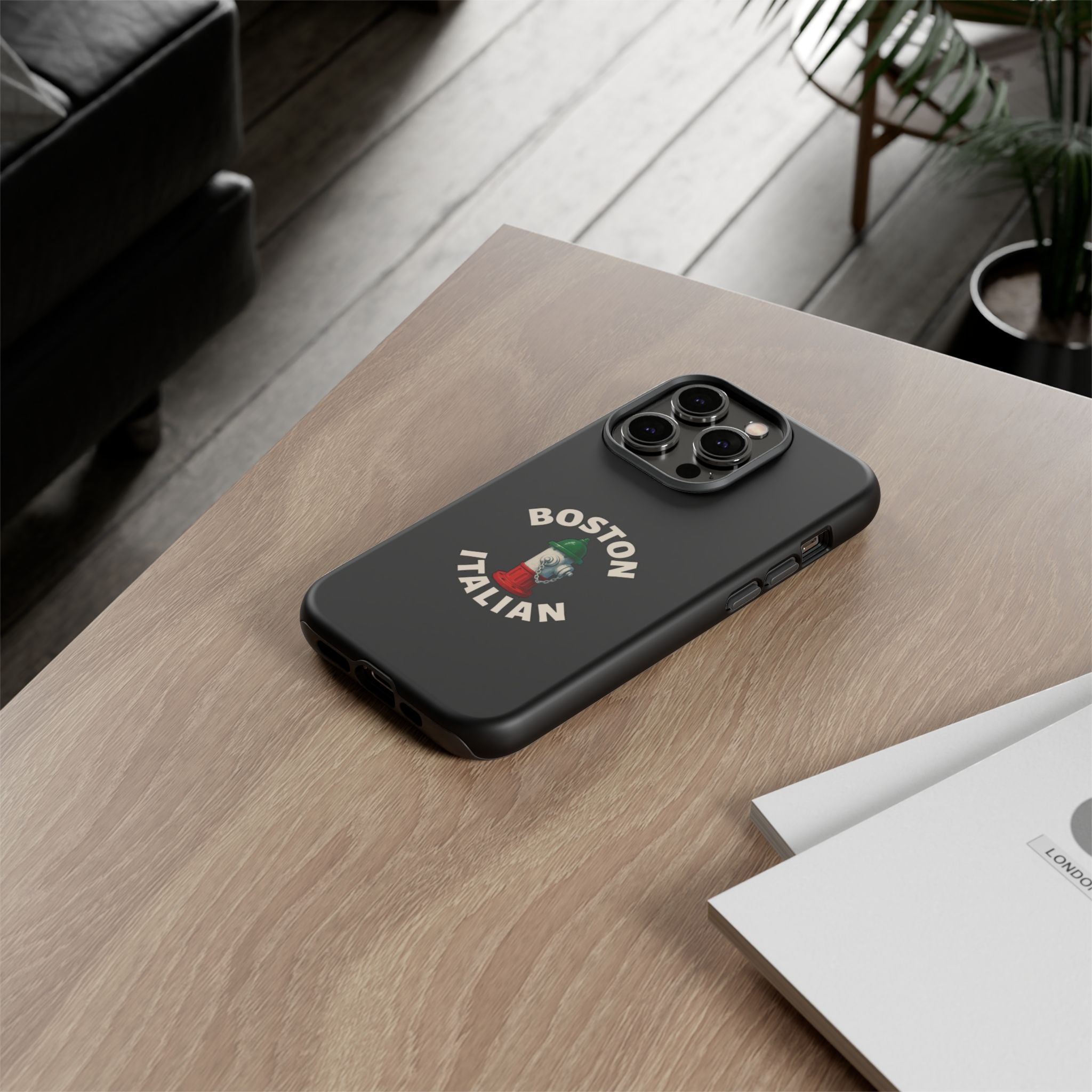 Boston Italian Black Phone Case, Tough Cases for iPhone, Gift for Italians, Stylish Phone Cover, Unique Phone Accessory