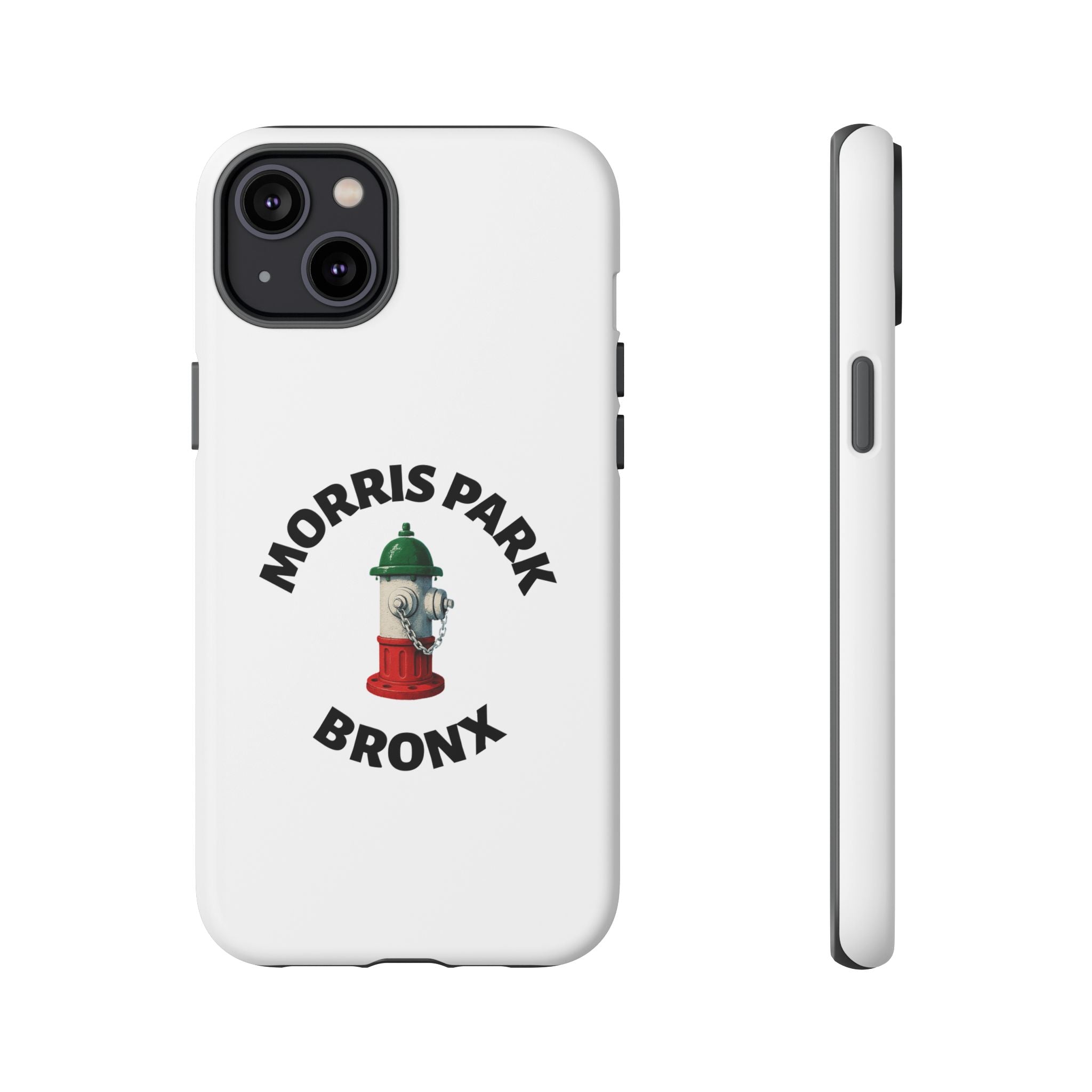 Morris Park Bronx White Phone Case, Urban Style Phone Cover, Tough Smartphone Case, Gift for Italian Heritage, Fun Streetwear Accessories