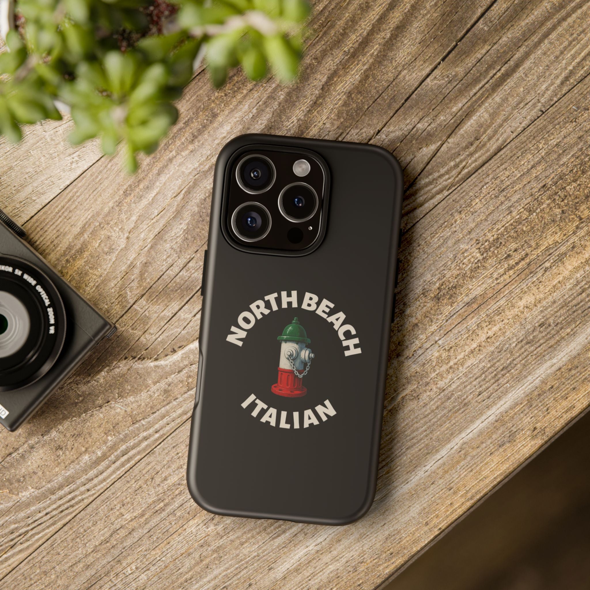 North Beach Italian Black Phone Case, Tough Cases for iPhone, Gift for Italians, Stylish Phone Cover, Unique Phone Accessory