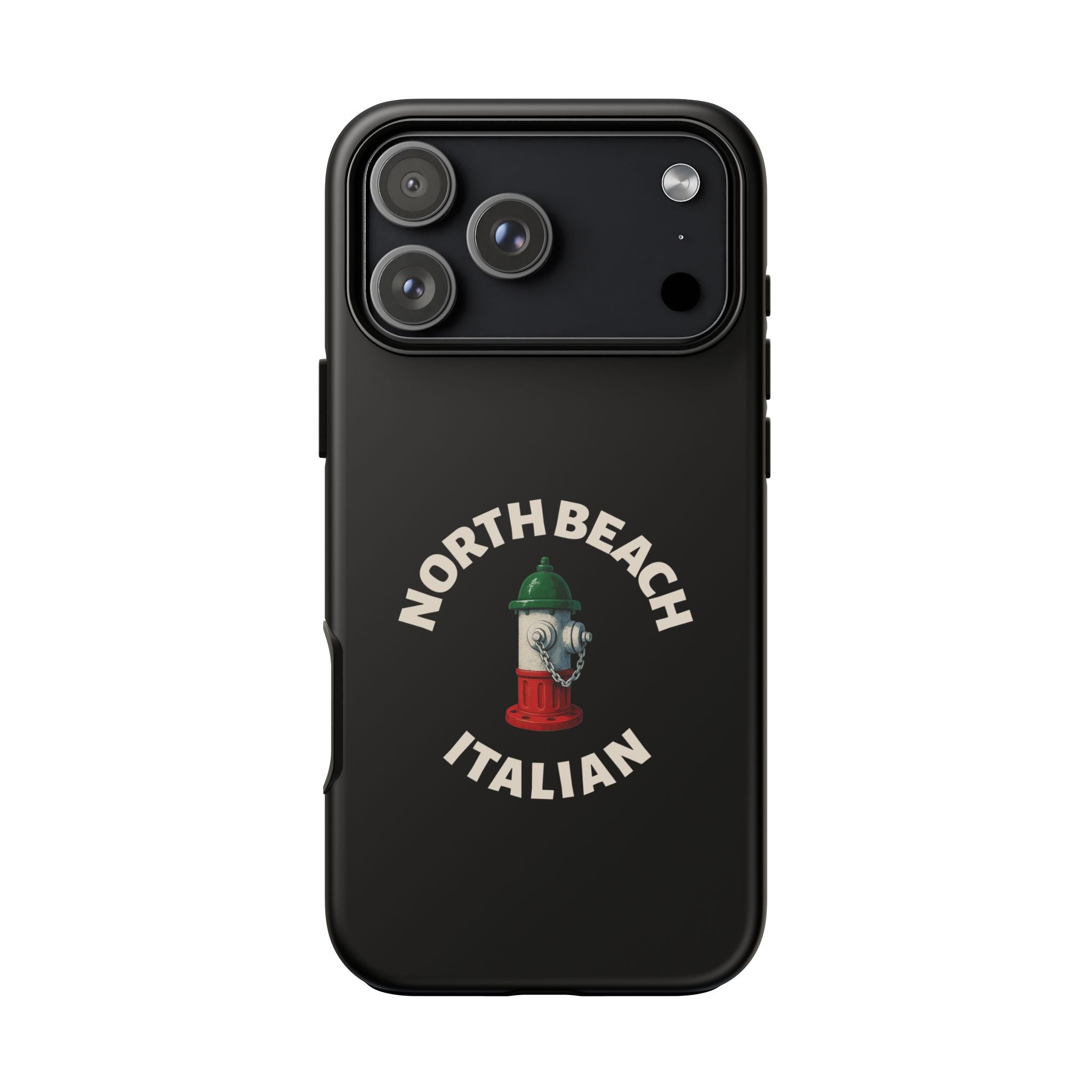 North Beach Italian Black Phone Case, Tough Cases for iPhone, Gift for Italians, Stylish Phone Cover, Unique Phone Accessory