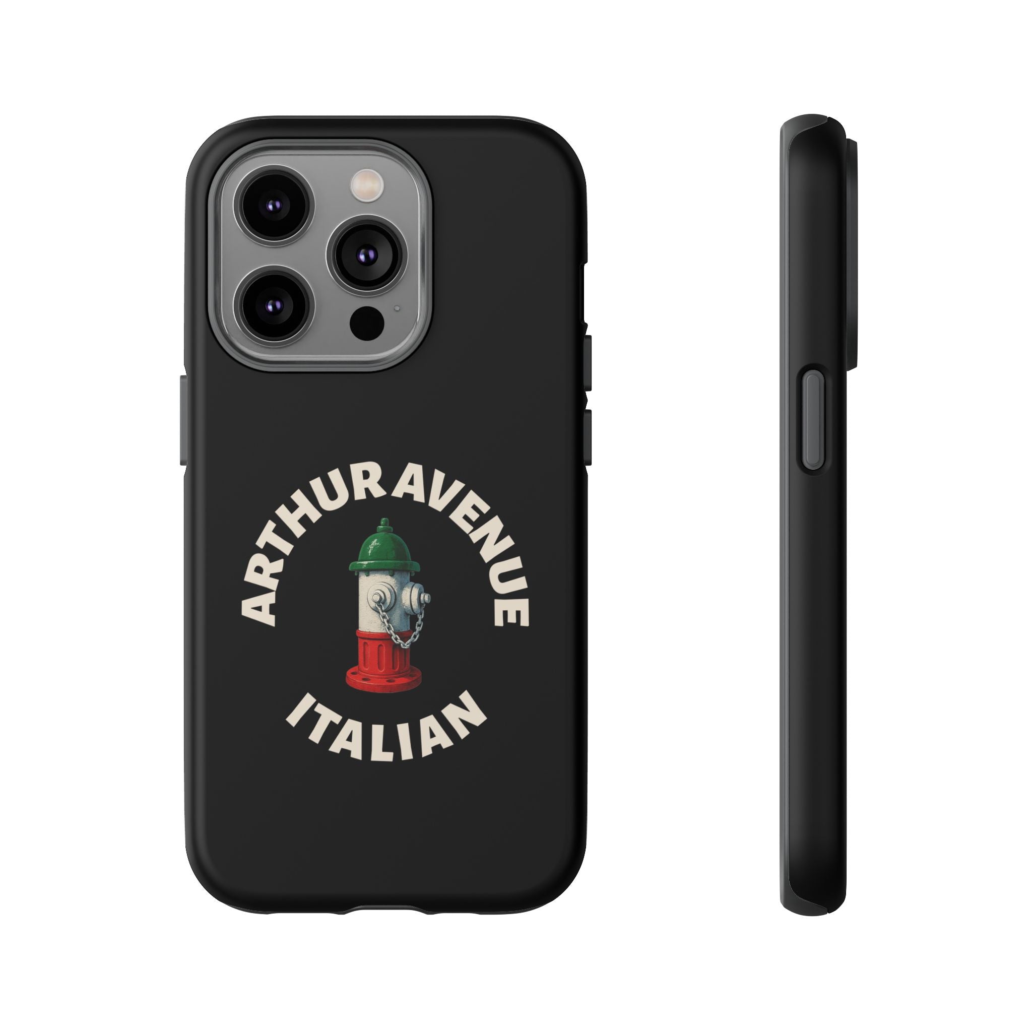Arthur Avenue Italian Black Phone Case, Tough Cases for iPhone, Gift for Italians, Stylish Phone Cover, Unique Phone Accessory