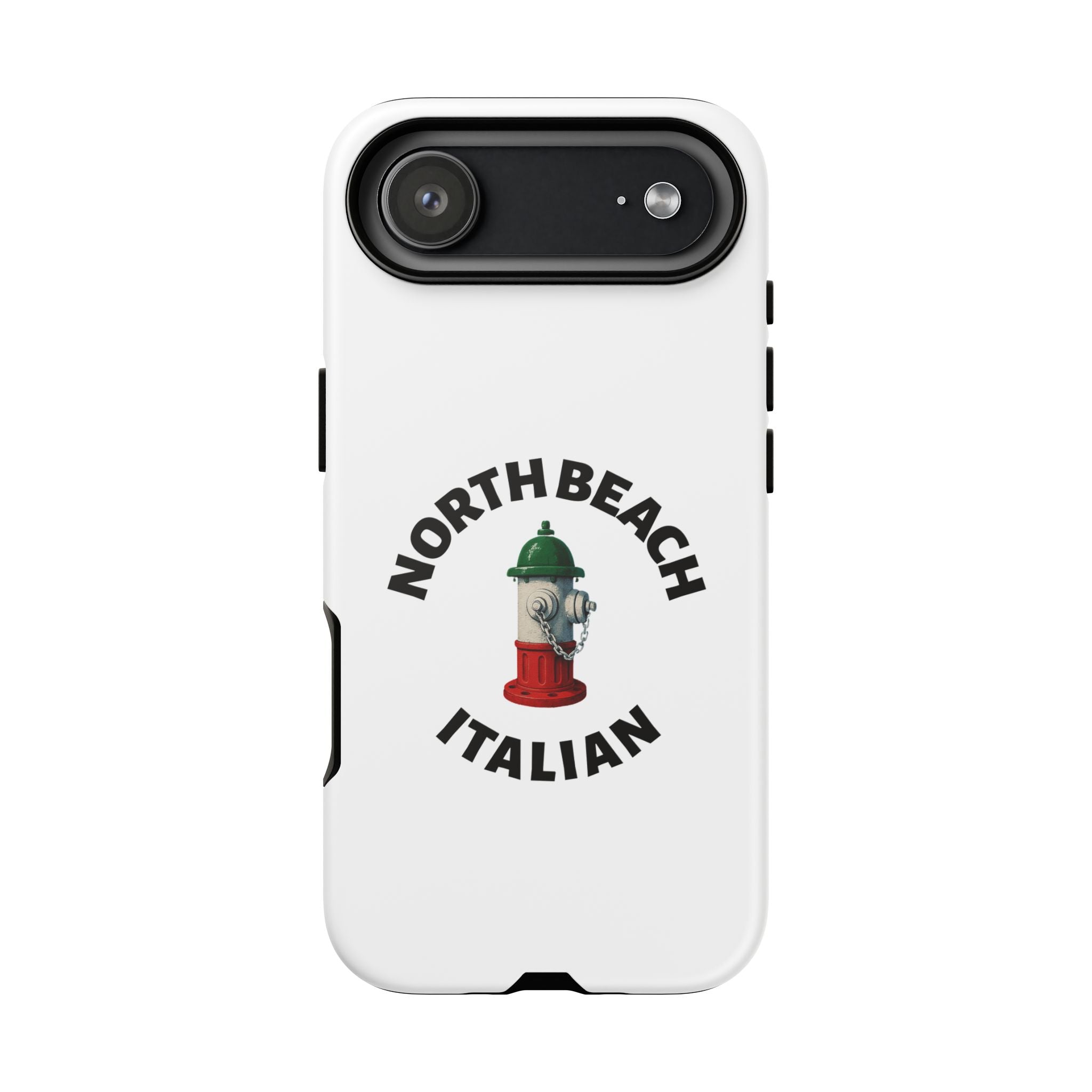 North Beach Italian White Phone Case, Urban Style Phone Cover, Tough Smartphone Case, Gift for Italian Heritage, Fun Streetwear Accessories