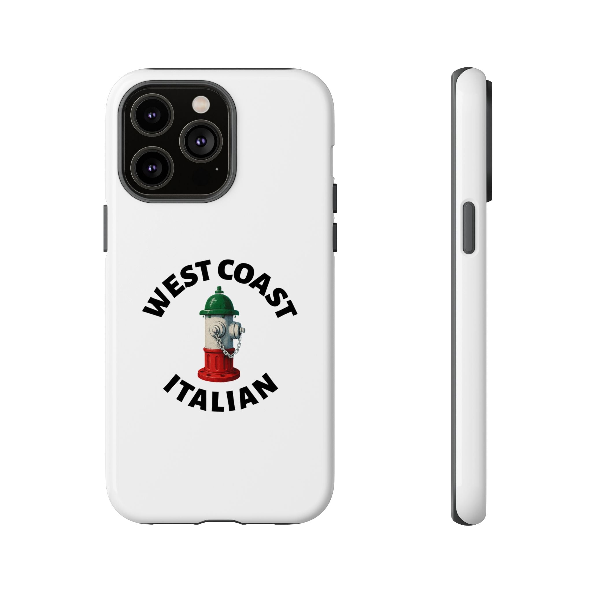 West Coast Italian White Phone Case, Urban Style Phone Cover, Tough Smartphone Case, Gift for Italian Heritage, Fun Streetwear Accessories