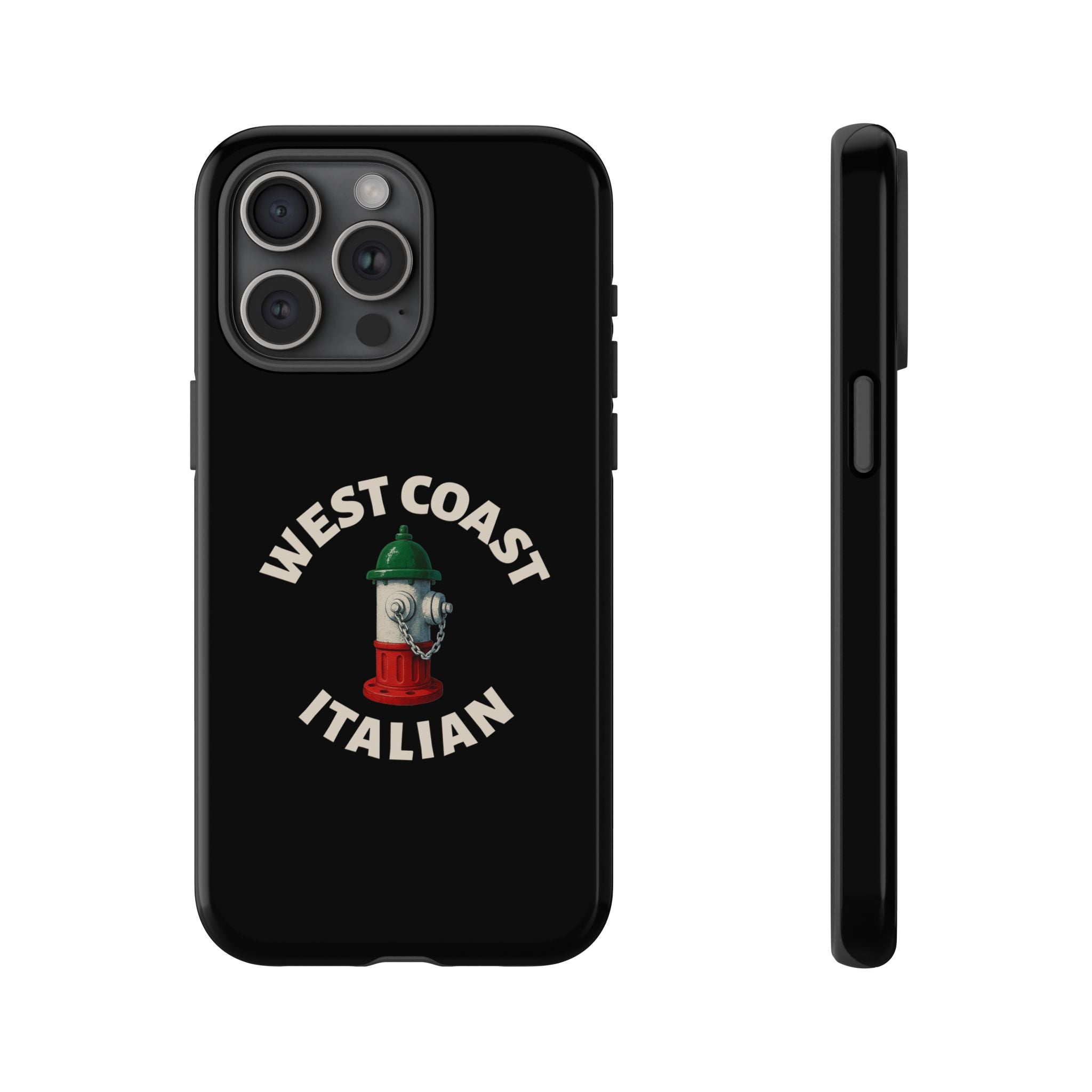 West Coast Italian Black Phone Case, Tough Cases for iPhone, Gift for Italians, Stylish Phone Cover, Unique Phone Accessory