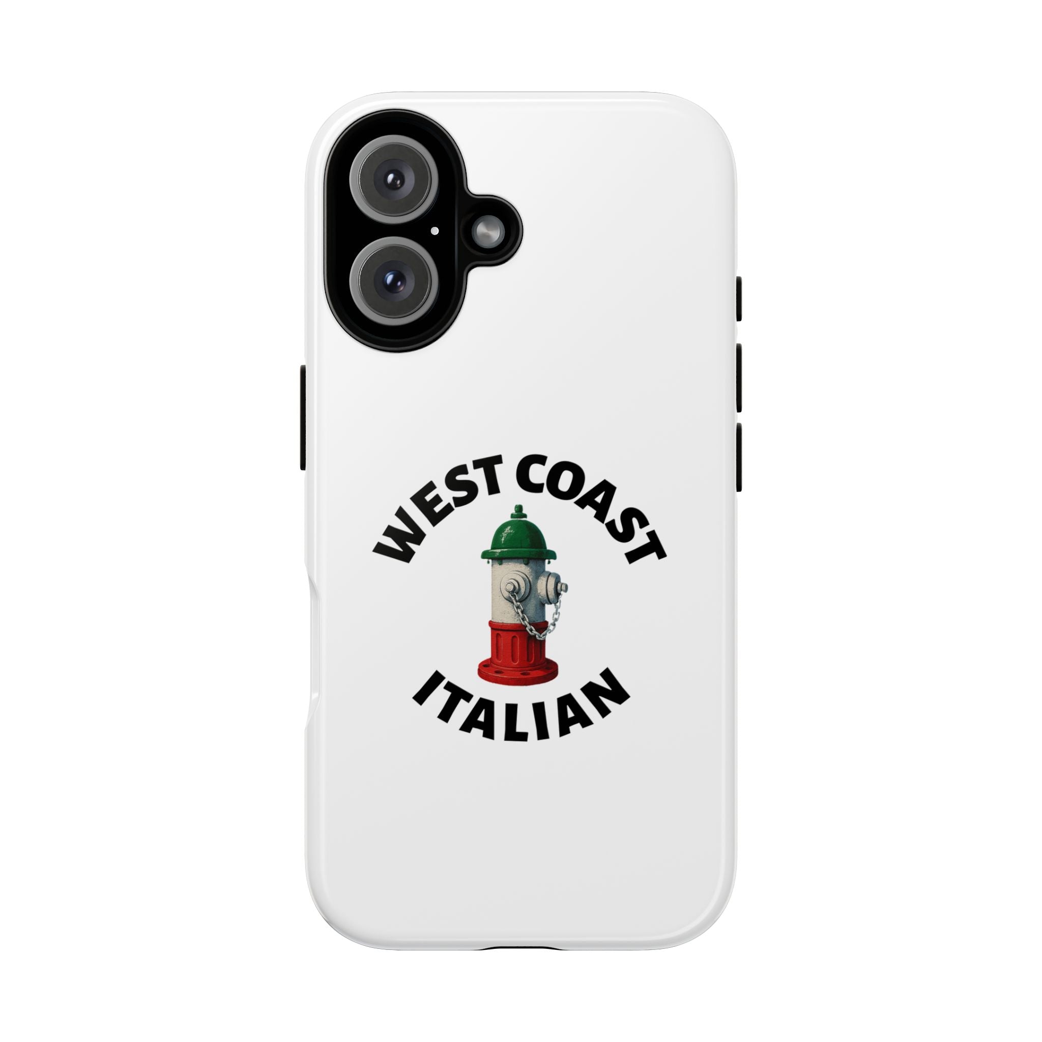 West Coast Italian White Phone Case, Urban Style Phone Cover, Tough Smartphone Case, Gift for Italian Heritage, Fun Streetwear Accessories
