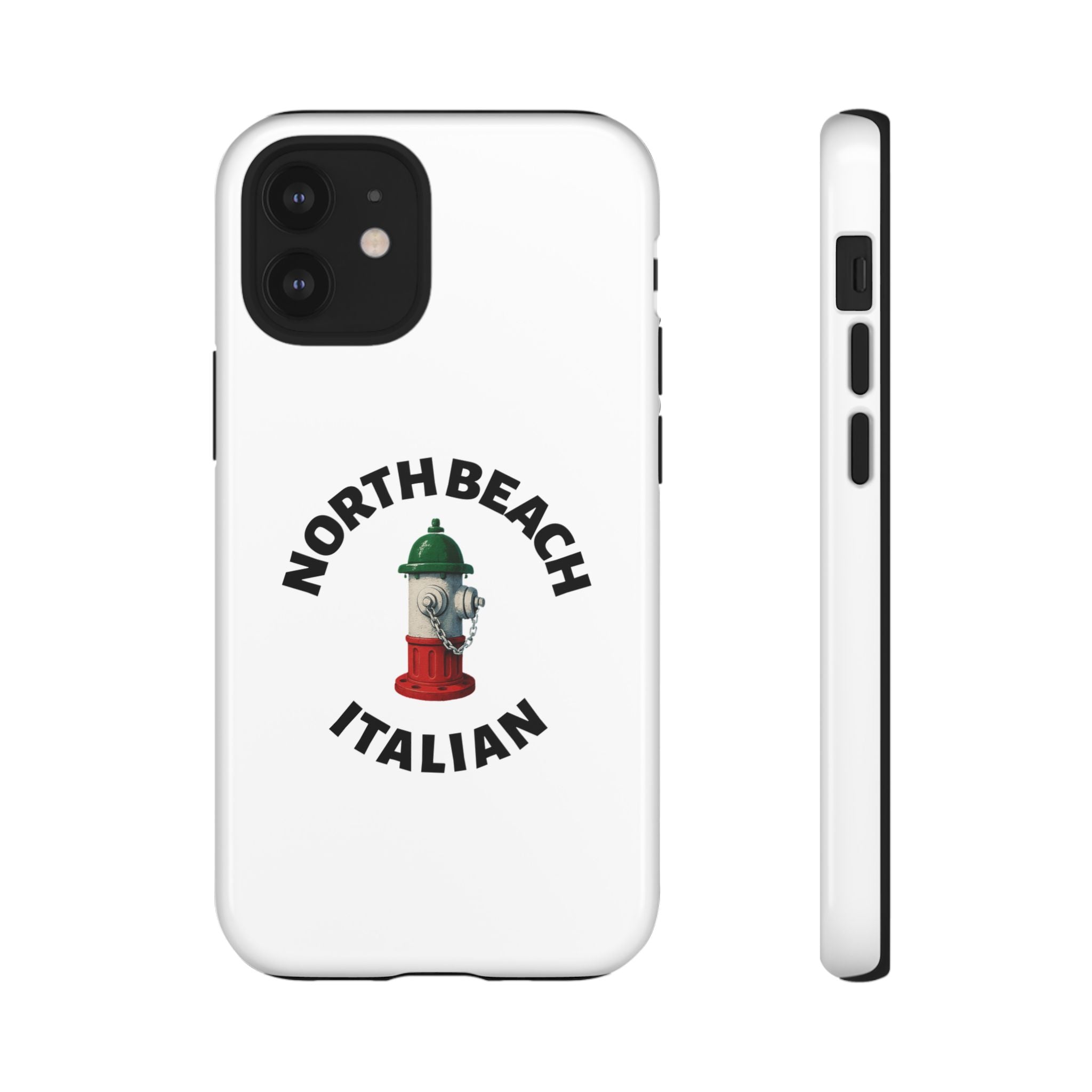 North Beach Italian White Phone Case, Urban Style Phone Cover, Tough Smartphone Case, Gift for Italian Heritage, Fun Streetwear Accessories