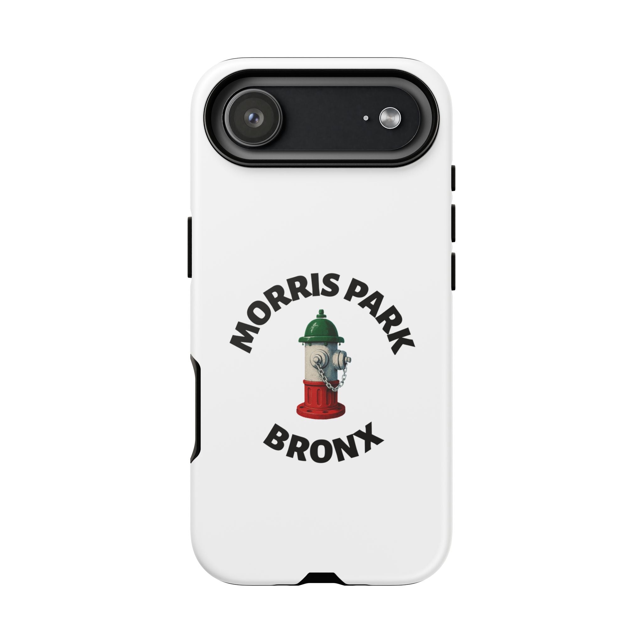 Morris Park Bronx White Phone Case, Urban Style Phone Cover, Tough Smartphone Case, Gift for Italian Heritage, Fun Streetwear Accessories