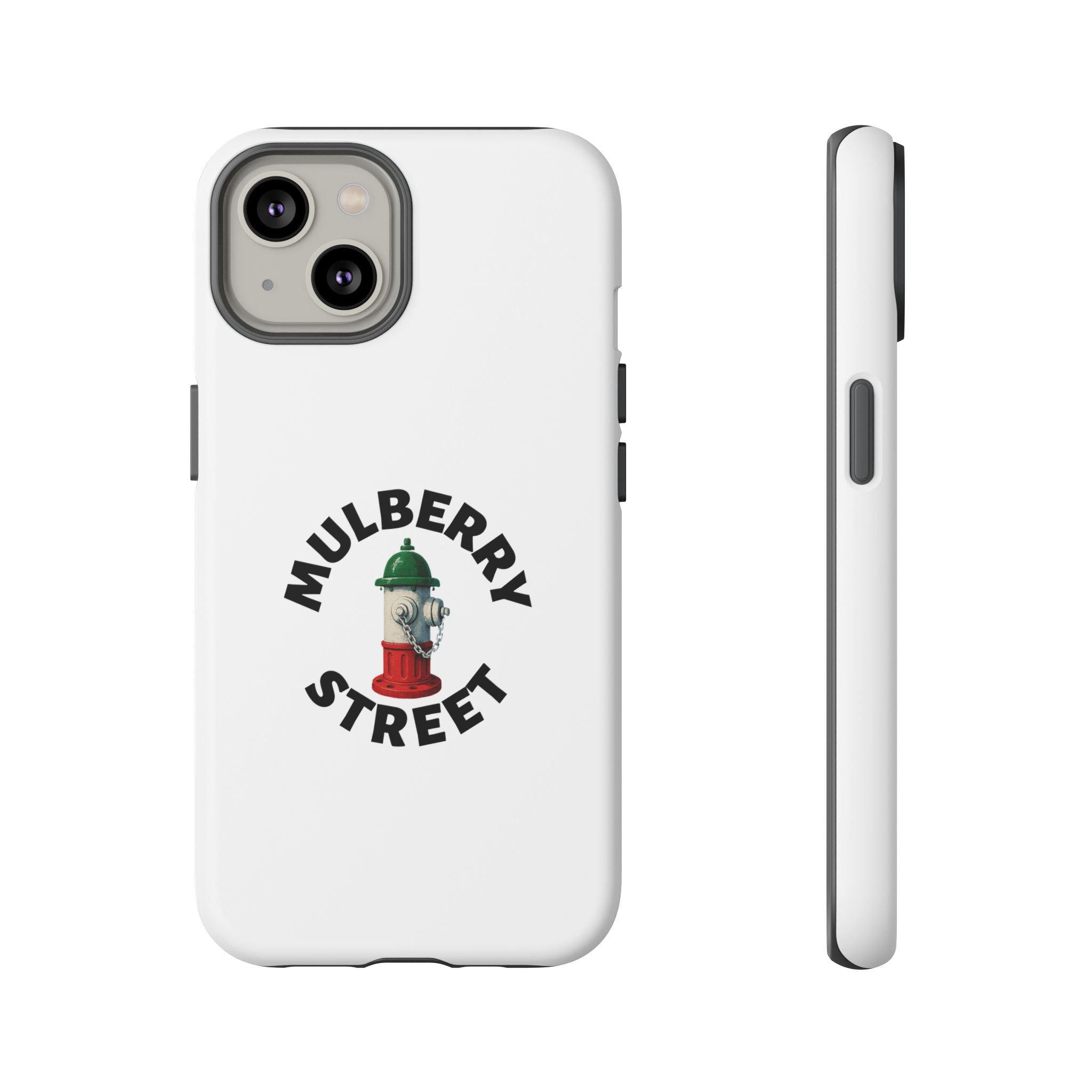 Mulberry Street White Phone Case, Urban Style Phone Cover, Tough Smartphone Case, Gift for Italian Heritage, Fun Streetwear Accessories