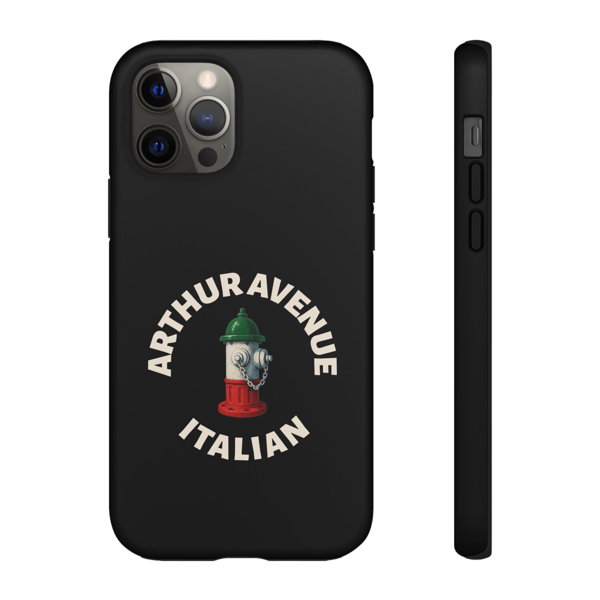 Arthur Avenue Italian Black Phone Case, Tough Cases for iPhone, Gift for Italians, Stylish Phone Cover, Unique Phone Accessory