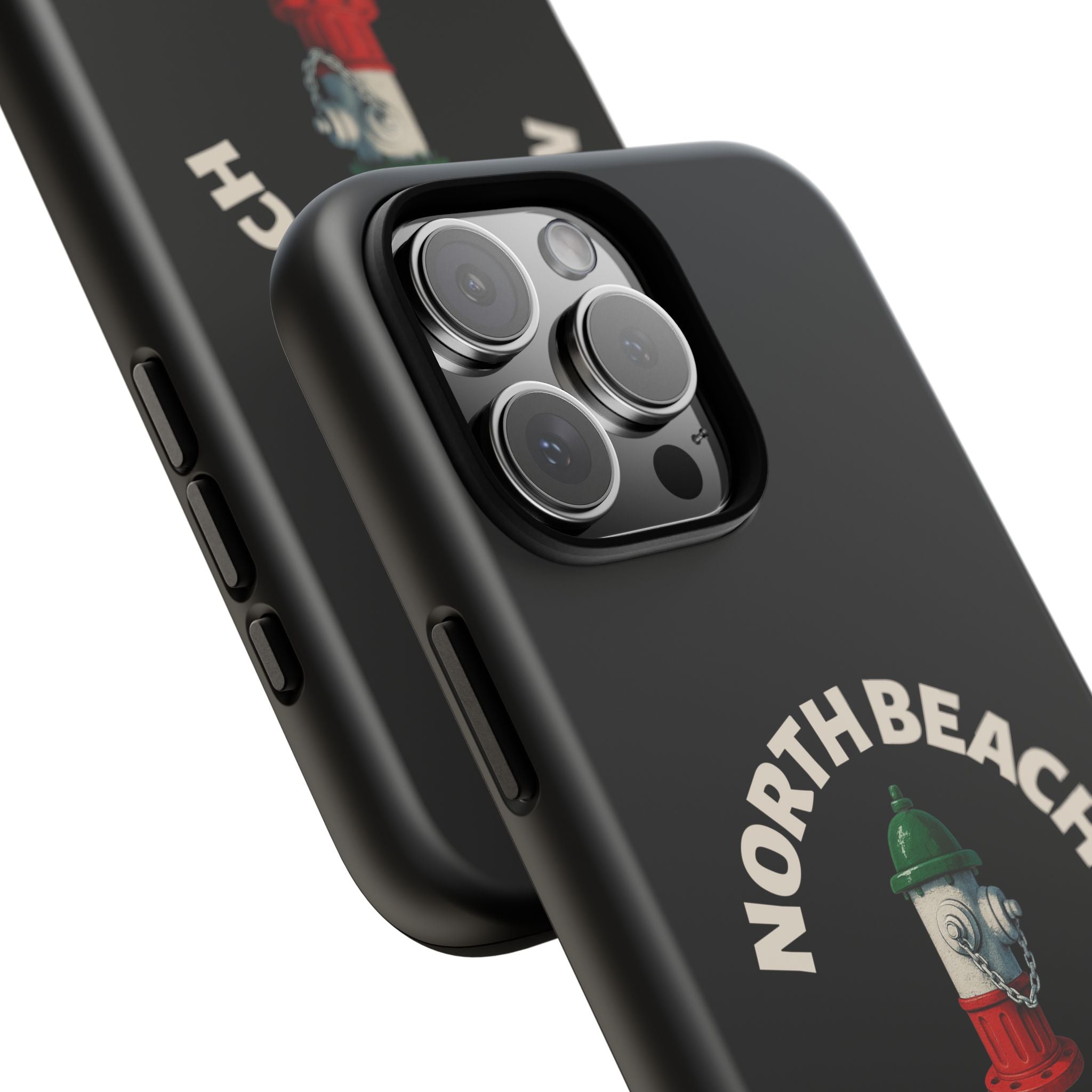 North Beach Italian Black Phone Case, Tough Cases for iPhone, Gift for Italians, Stylish Phone Cover, Unique Phone Accessory