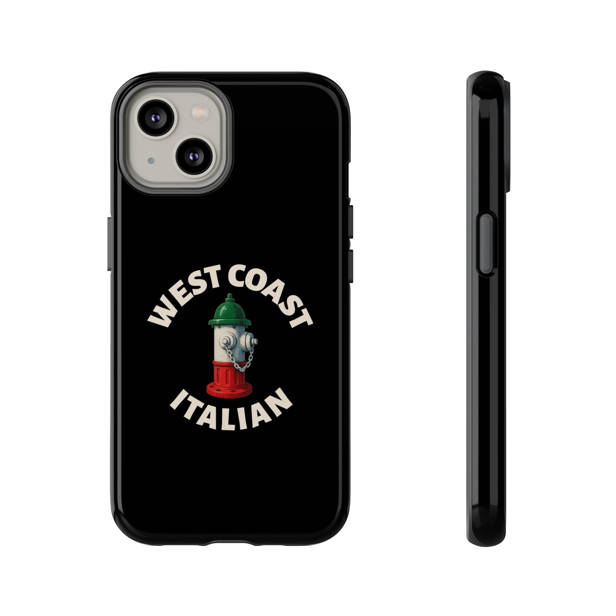 West Coast Italian Black Phone Case, Tough Cases for iPhone, Gift for Italians, Stylish Phone Cover, Unique Phone Accessory